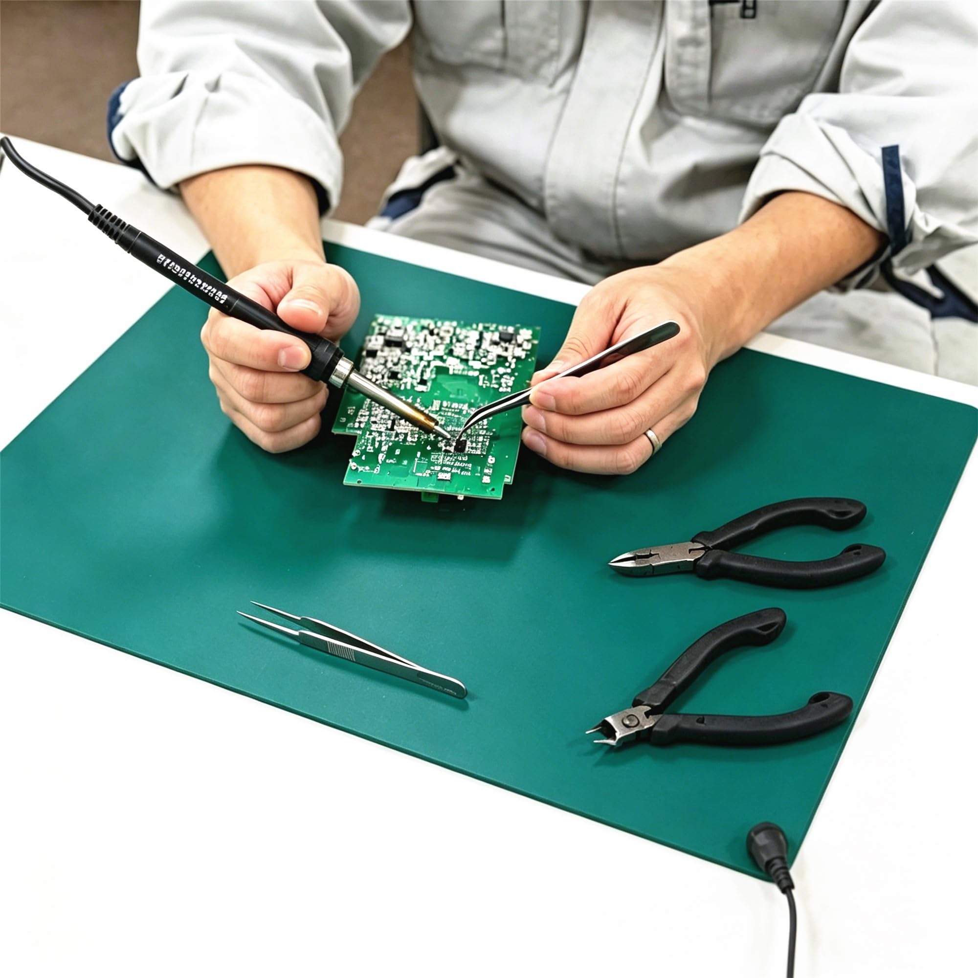 mylystar ESD静電マット グリーン 3m×0.6m×2mm 静電気防止マット 導電性カラーマット 作業台マット 静電気除去 エンジニア用 パソコン修理 電子機器作業 工場 組立ライン 実験室 耐熱 滑り止め