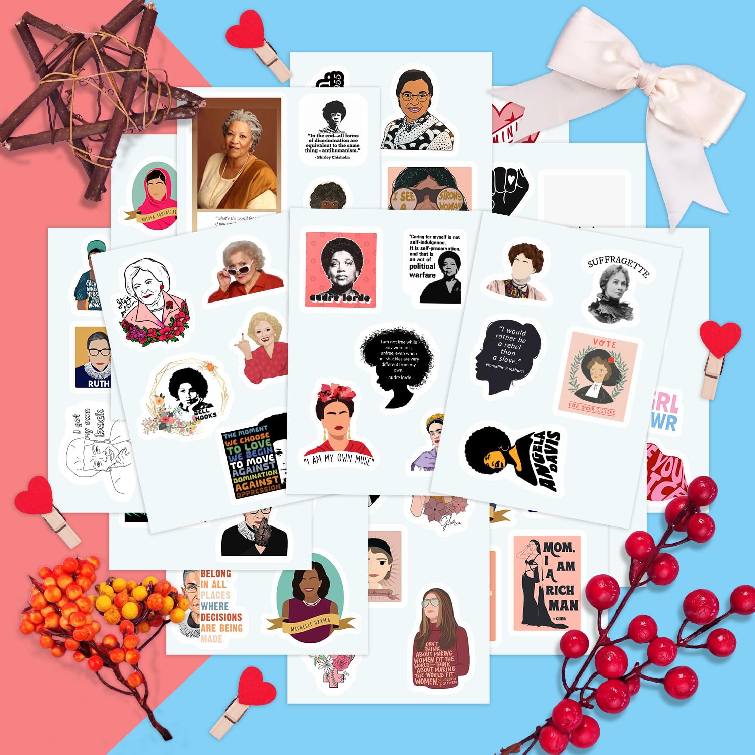 Adesivi Femministi per Bottiglie d'Acqua e Laptop - Favors a Tema Empowerment e Uguaglianza, Decalcomanie Impermeabili - Feminist Stickers
