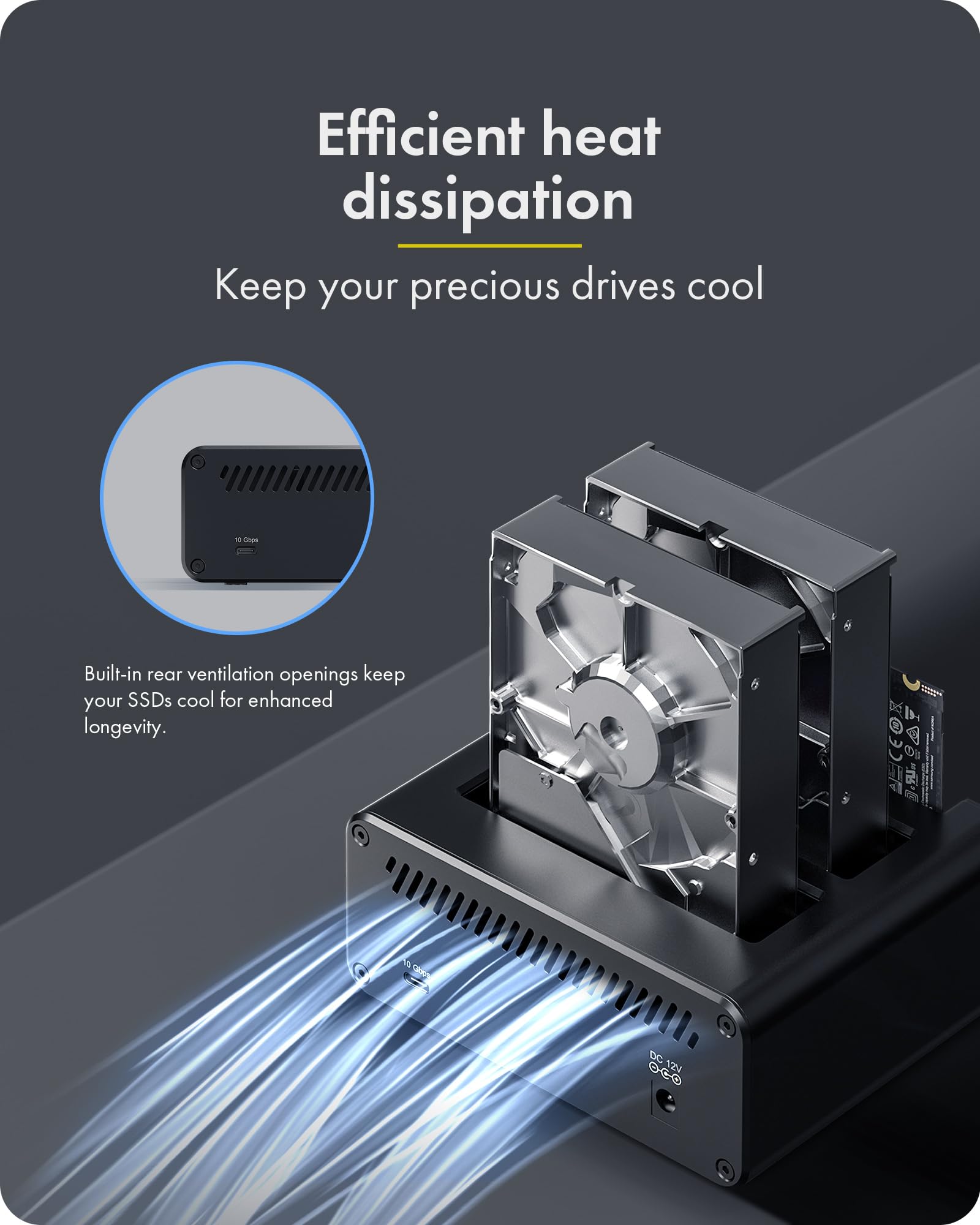 Docking station per dischi rigidi NVMe M.2 e SATA SSD/HDD a 4 alloggiamenti, lettore ICY BOX USB-C 10Gbps NVMe, SATA a M.2 NVMe, docking station per disco rigido 2.5/3.5 fino a 48 TB, interruttori di