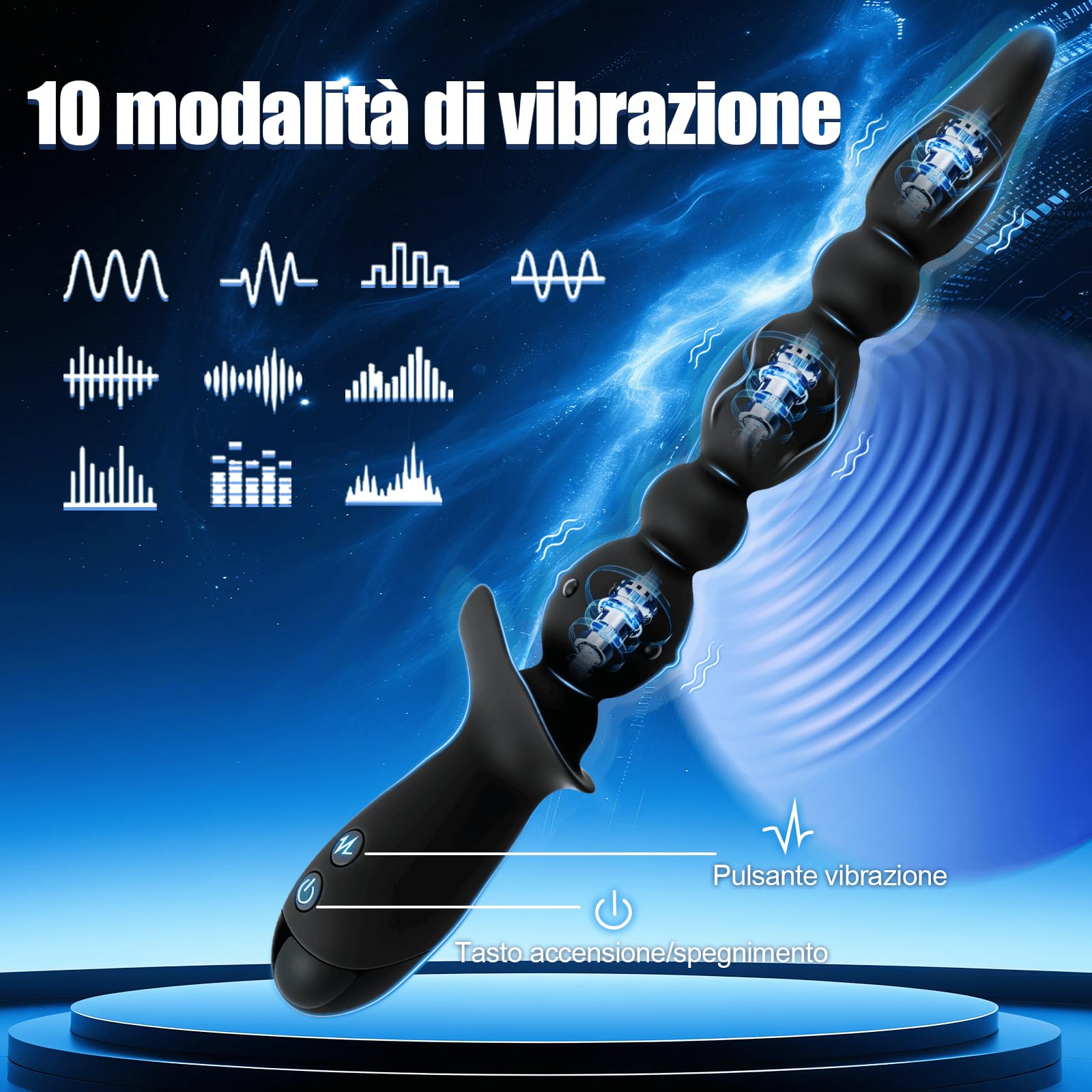 Perline Anali Plug Vibranti Massaggiatore per la Prostata Dilatatore | Buttplug con 10 Modalità di Vibrazione Punto G Vibratore Massaggiatore Prostatico Silicone Anale Plug per Uomini Donne Coppie