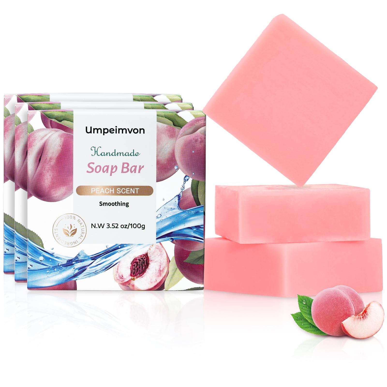 Umpeimvon 3 Pack Natural Bar Soap for Women & Men, Handmade Soap for Face Body, Body Bath Bars Cleansing & Moisturizing