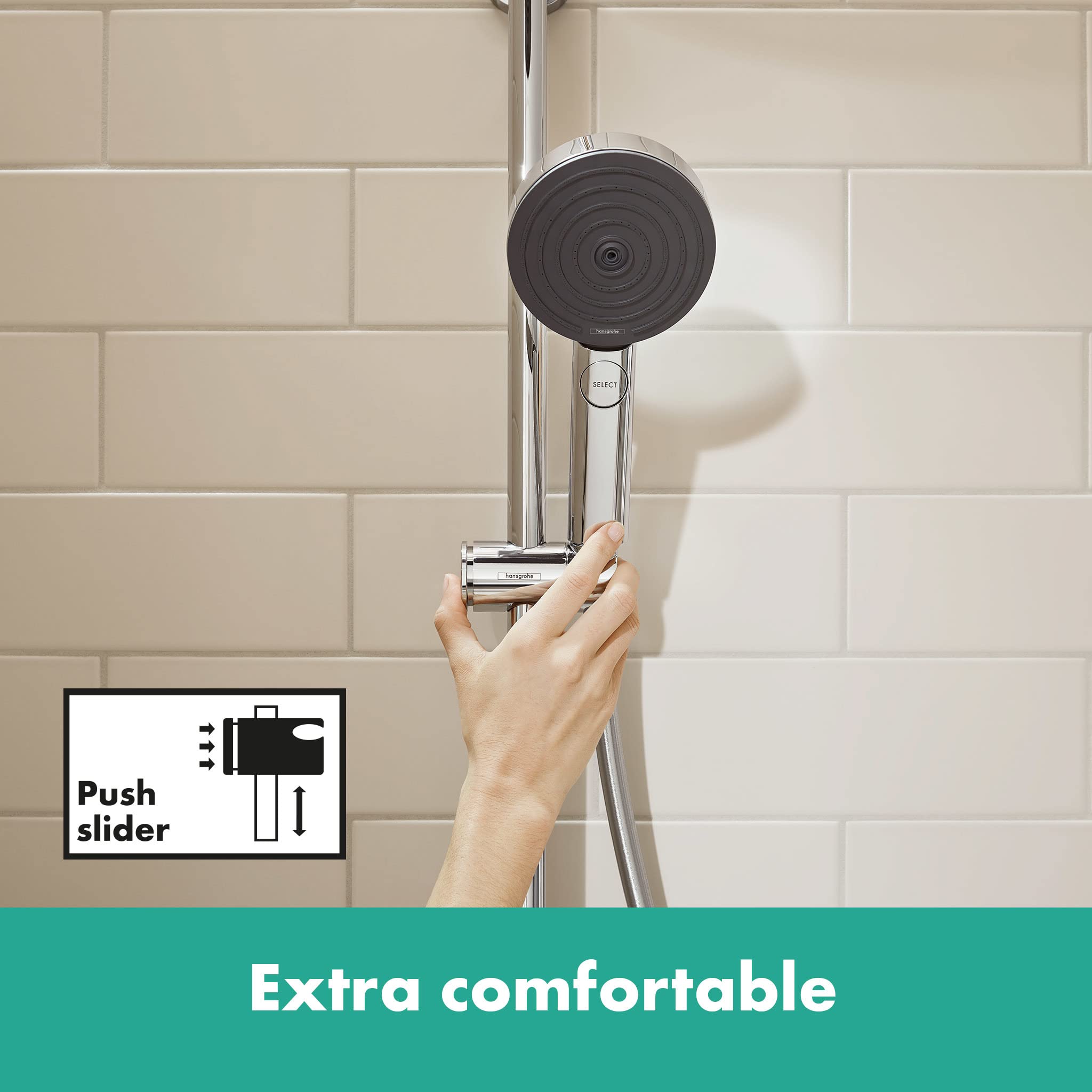 Hansgrohe Shower Rail Pulsify S, Shower Raiser Rail 65 cm with Shower Head Holder And Isiflex Shower Hose 1.60 m, Chrome, 24400000 - Image 2