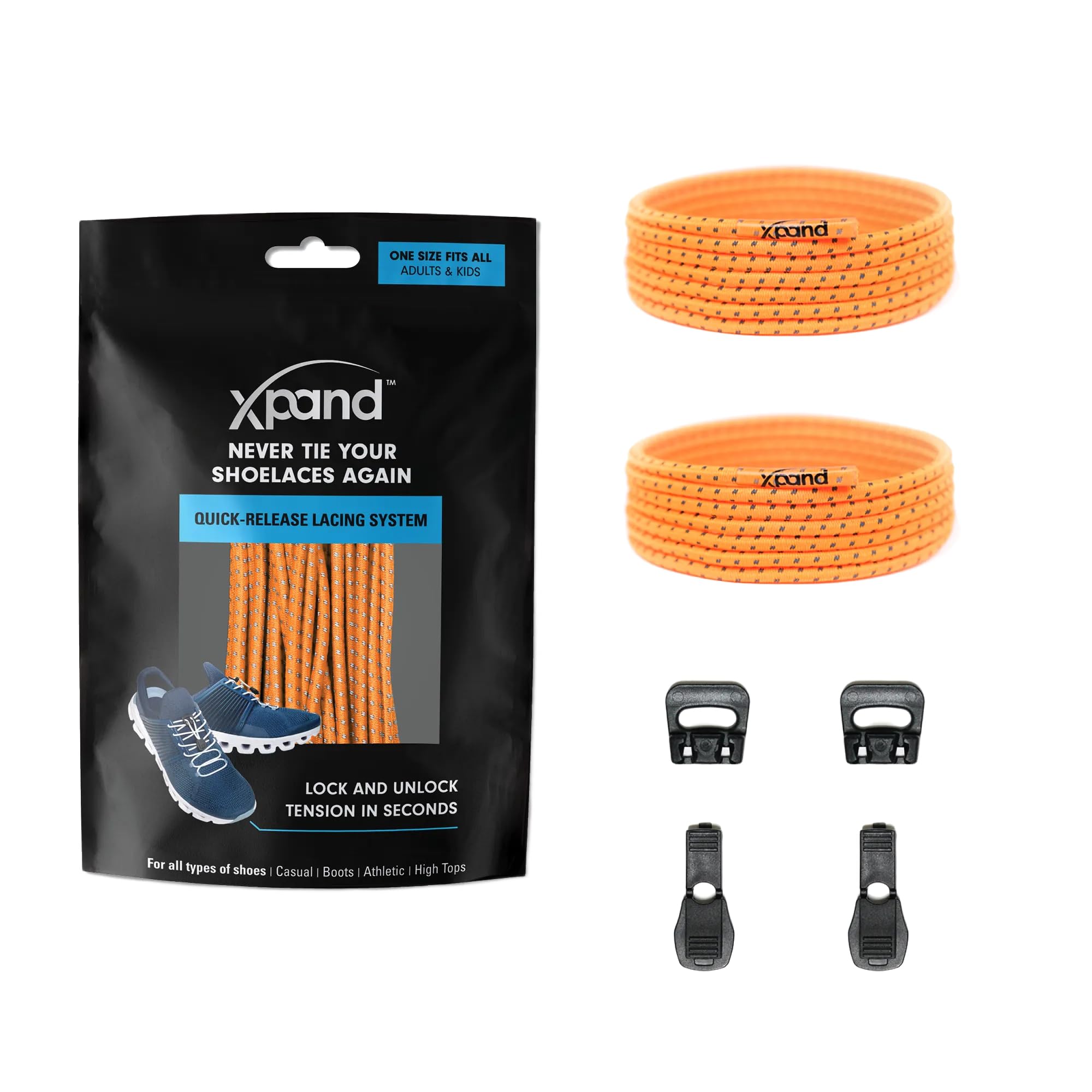 No Tie Elastic Shoe Laces for Adults & Kids - Easy Slip on Shoelaces