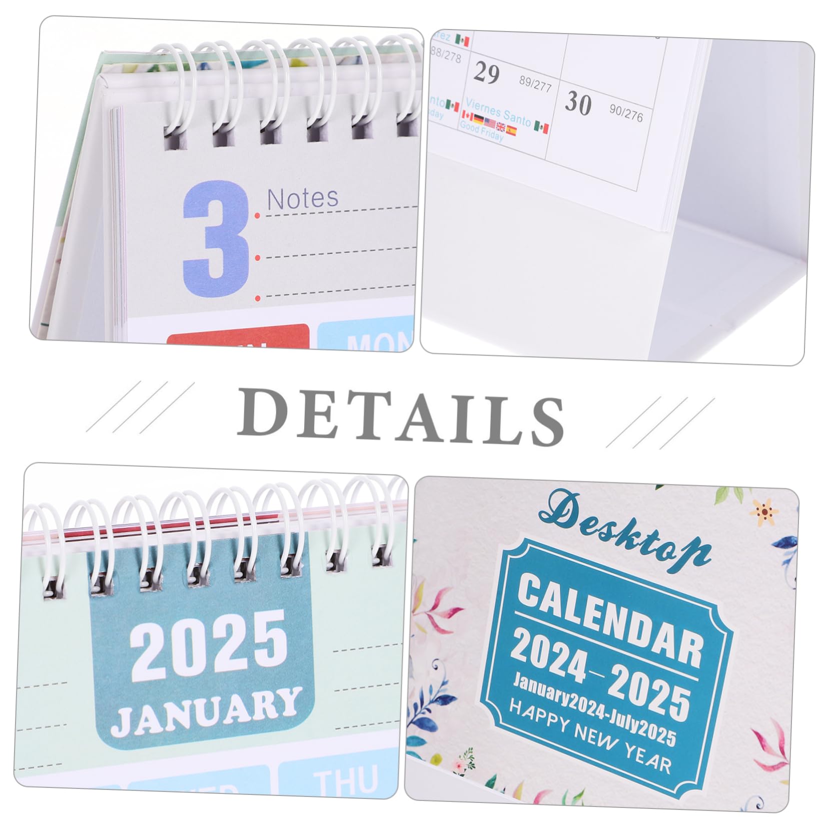 VILLCASE 4stücke Schreibtischkalender Dickem Mit Stabiler Drahtbindung Praktischer Desktop Kalender Für Büro Und Zuhause Monatliche Übersicht Leicht Verstellbar Als