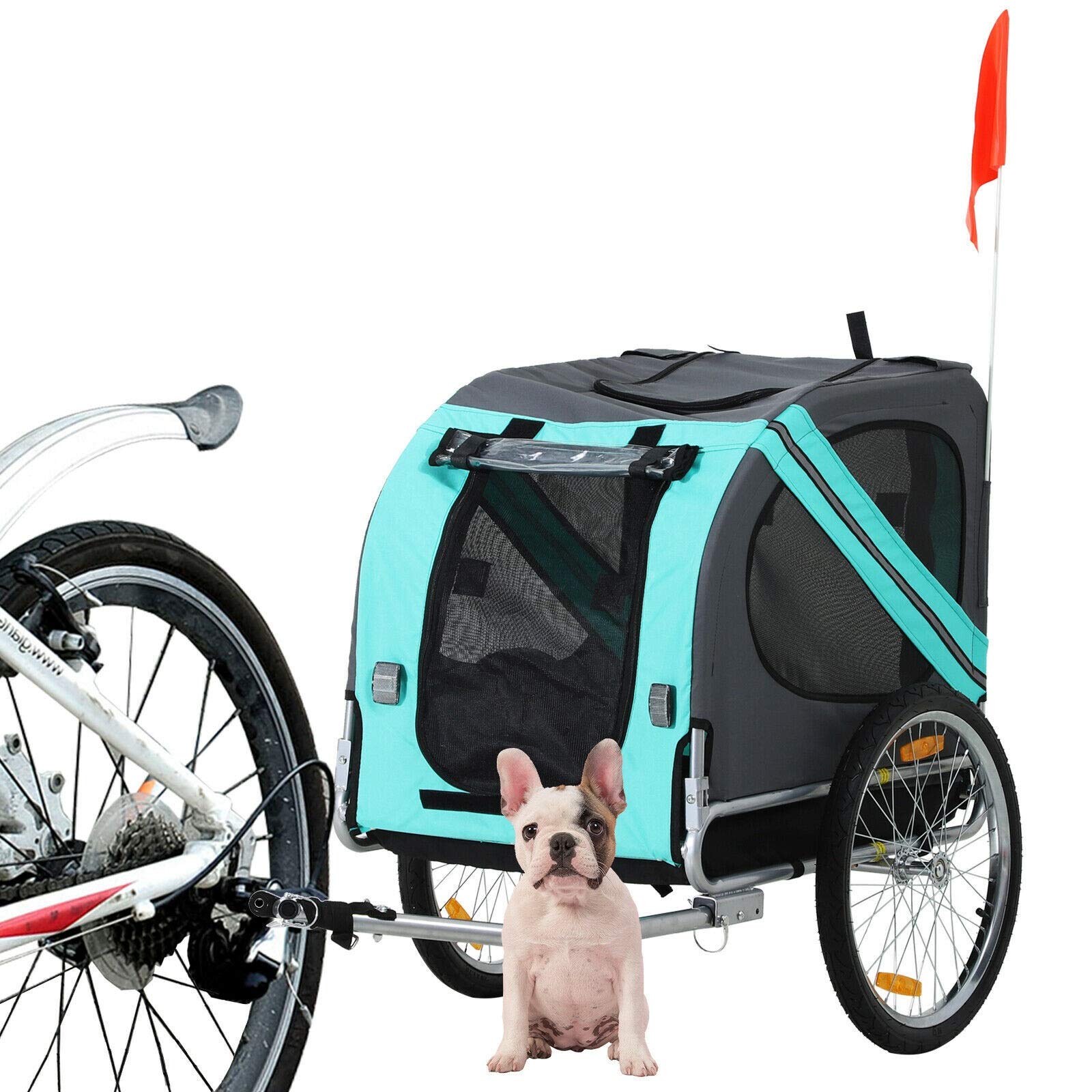 FAXIOAWA Rimorchio per Bicicletta per Animali Domestici, per Cani, Gatti, portabiciclette, Resistente all'Acqua, Verde, per Esterni