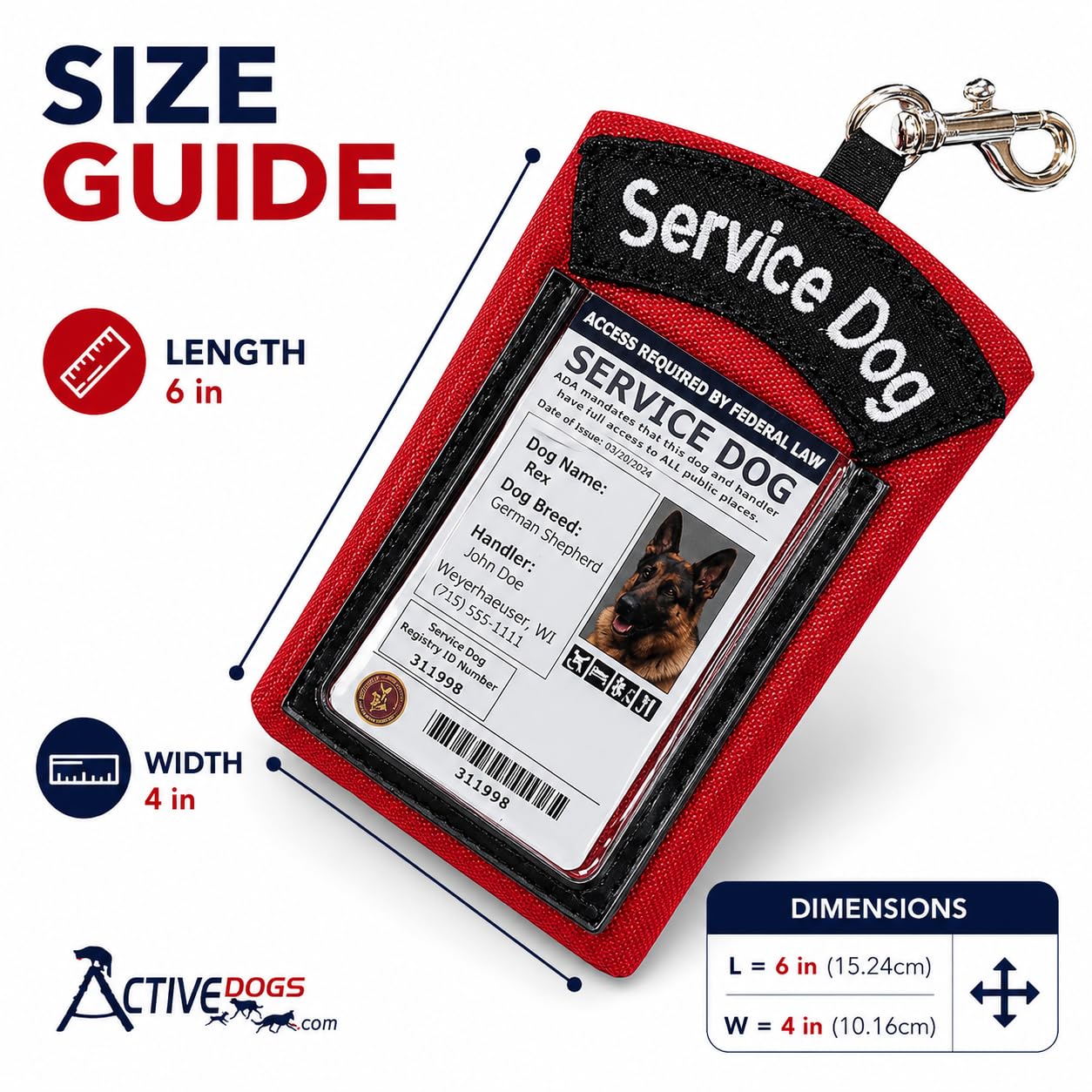 Activedogs Porte-Carte d'identité pour Chien avec Pochette zippée pour Transporter de Nombreux Petits Objets et Afficher Facilement l'identité de Votre Chien, Rouge