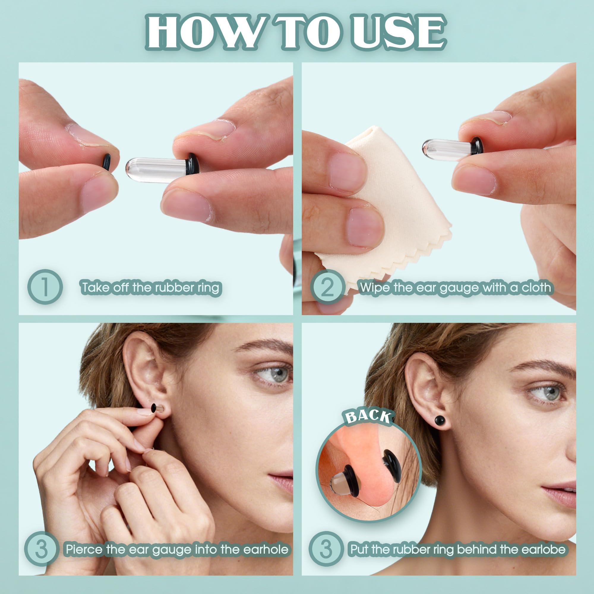 Sllaiss 10/12 Paia Dilatatori Lobo Set 1.6mm-12mm Dilatatore Orecchio Vetro Ear Stretching Kit per Plug Tunnel Piercing Labret Orecchini Piercings Trago Elica Cartilagine Helix pour Donna Uomo