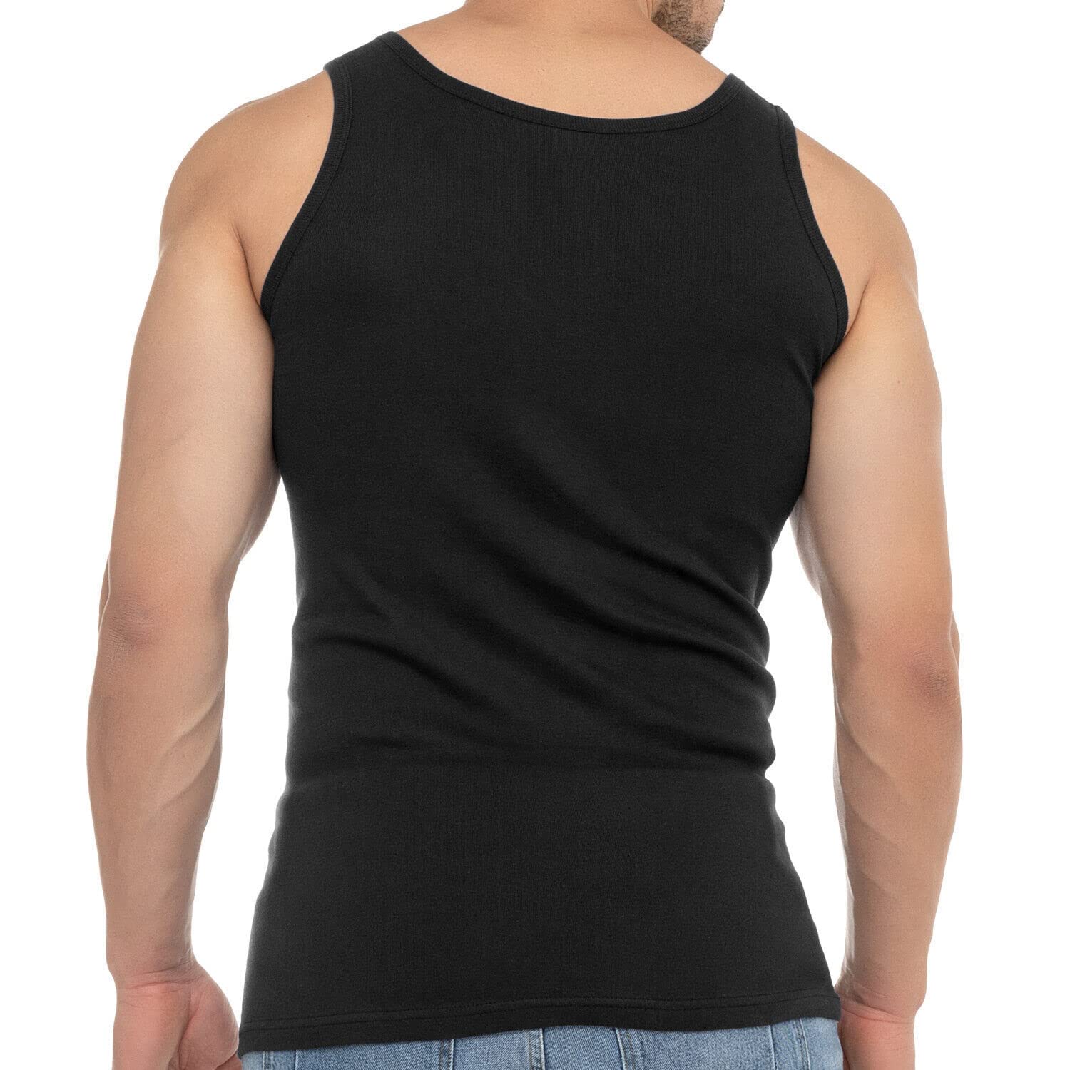 BestSale247 Podkoszulki męskie, tank top, 2 sztuki, z drobnym prążkowaniem, bez szwów