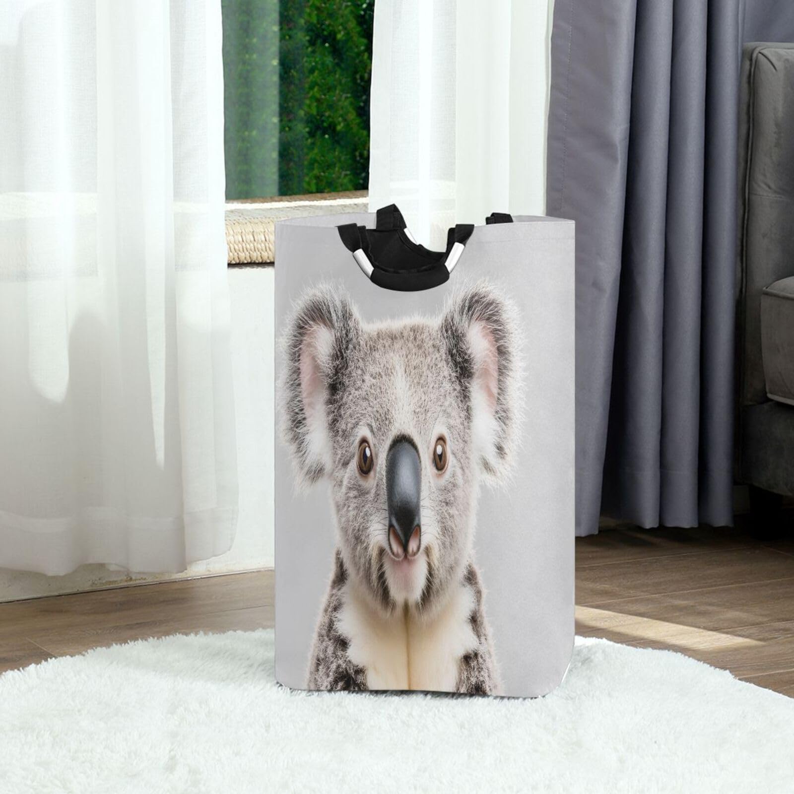 Jihqo Laundry Hamper Basket Koala Portrait Collapsible Nursery Storage Bin Waterproof Clothing Baskets for Home Bedroom Bathroom Washing Room