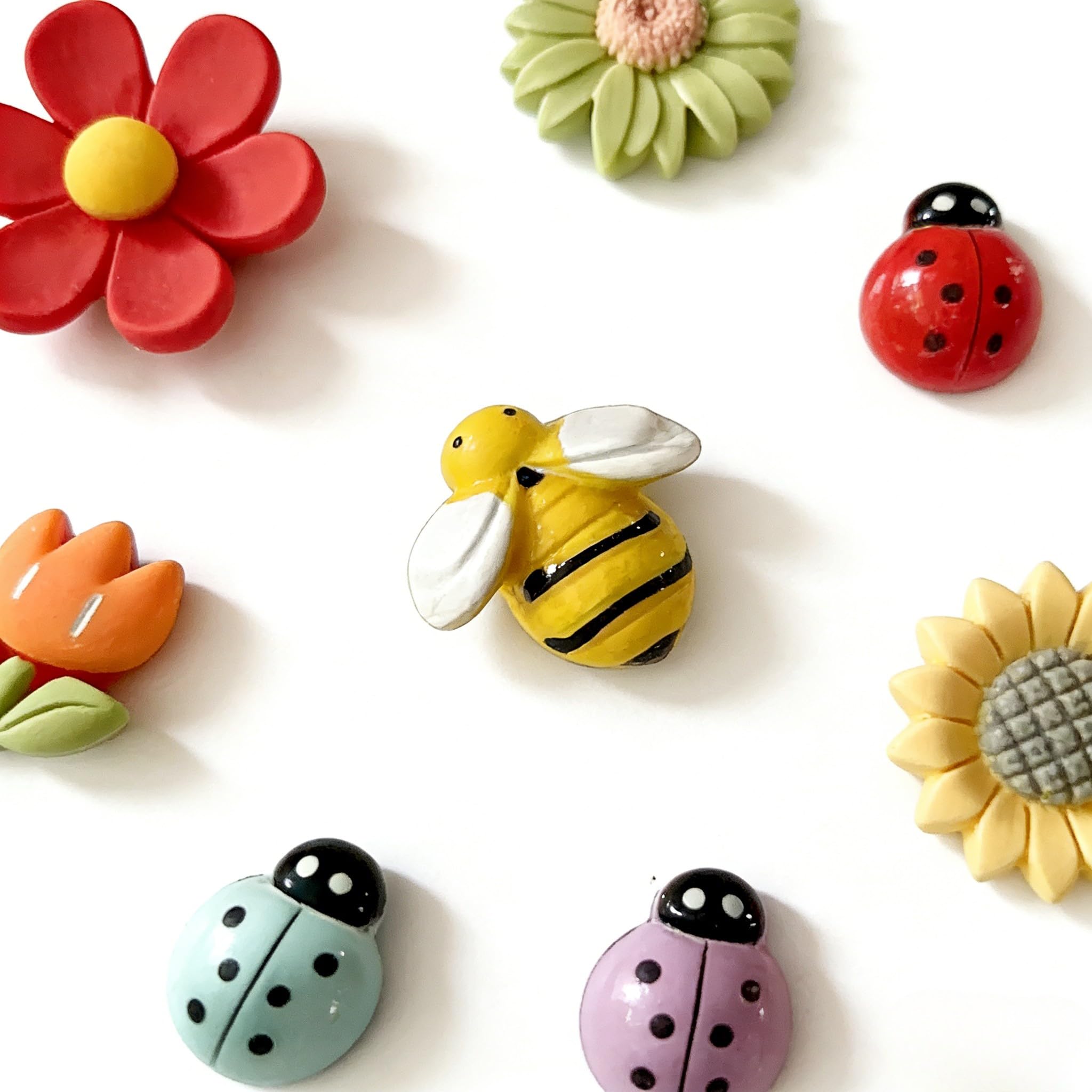 HASTHIP® Cartoon Fridge Magnets 10 Pack with Resin Flower Designs and Cartoon Bee Shapes for Kitchen Decoration Stylish Refrigerator Accessories-image-45