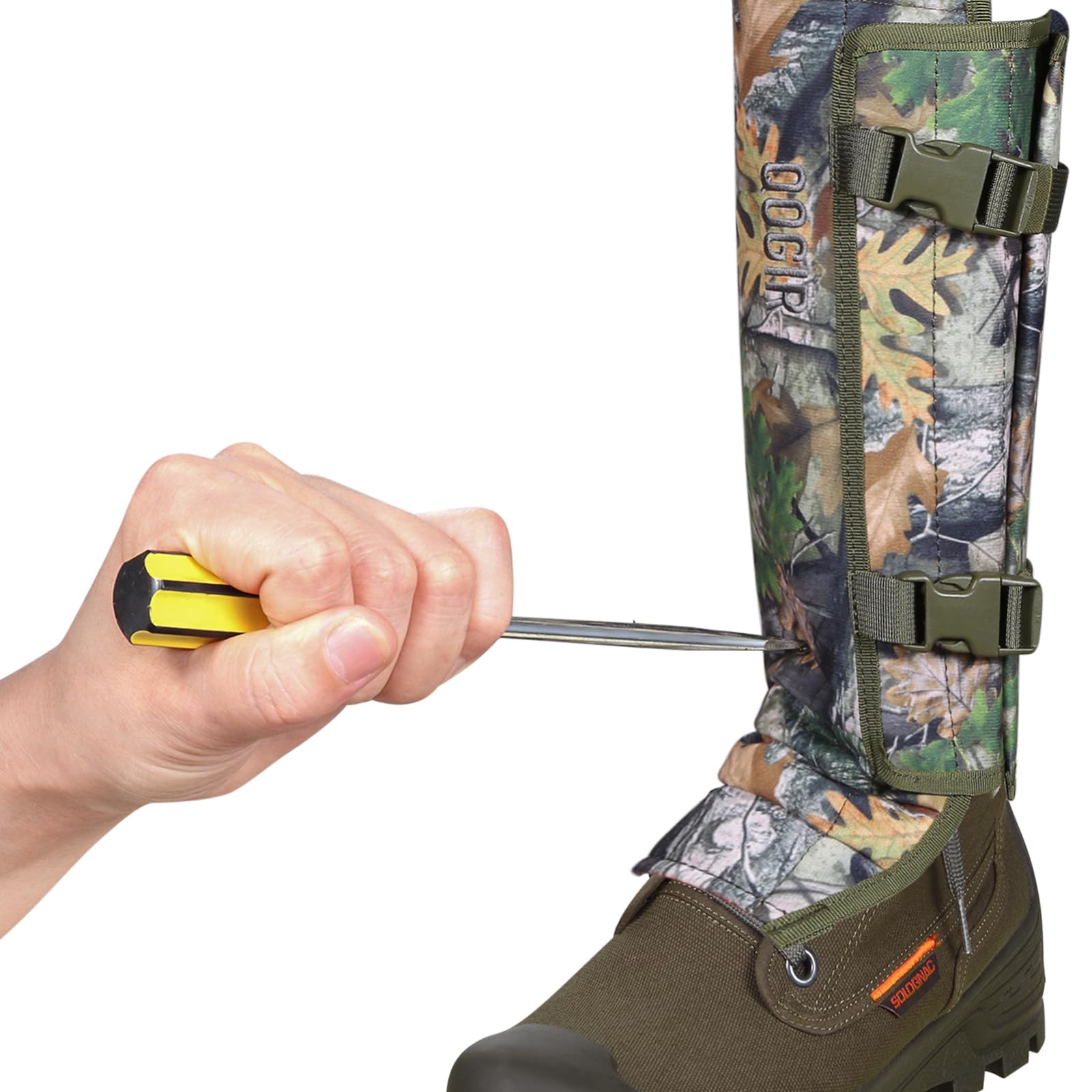 QOGIR Snake Gamaschen für die Jagd - Langlebige Schlangenschutz, Schlangengamaschen Leggings für Männer & Frauen, Schlangenbissschutz für Unterschenkel, Snake Proof Gamaschen mit Einstellbarer Größe