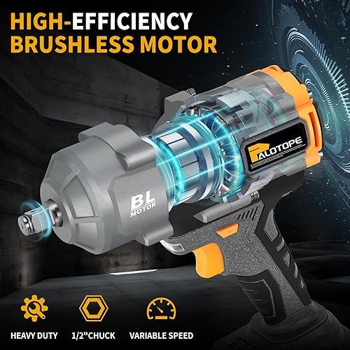 Miniatura 4 de Llave de impacto inalámbrica adecuada para batería DeWalt de 20 V, (sin batería) 12 pulgada 1300N. m Llave de impacto sin escobillas de alto par, 6