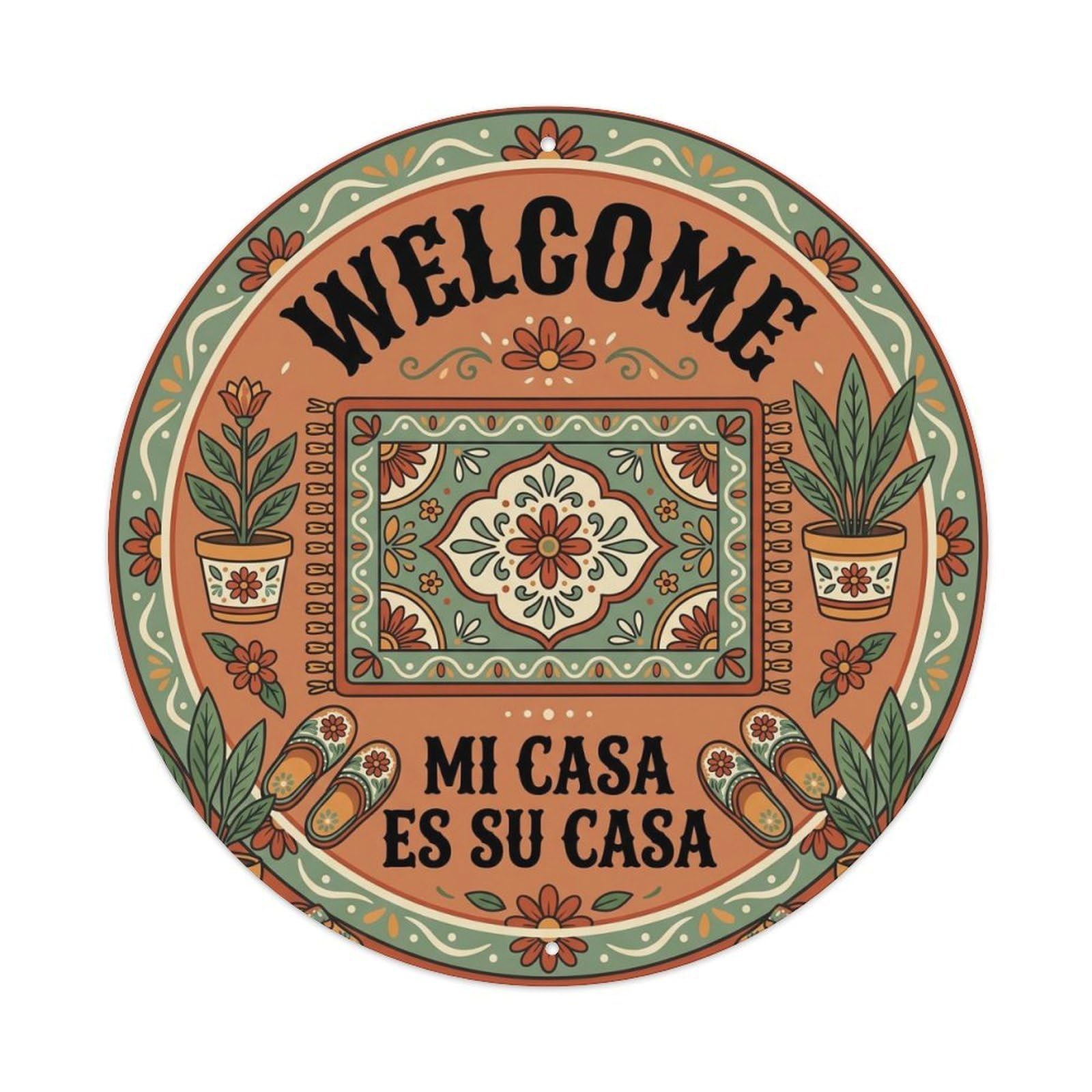 Welcome Airbnb Decor Metal Tin Sign Plaque Wall Decor for Cafe, Club, Garden Round Metal Poster 8x8Inch
