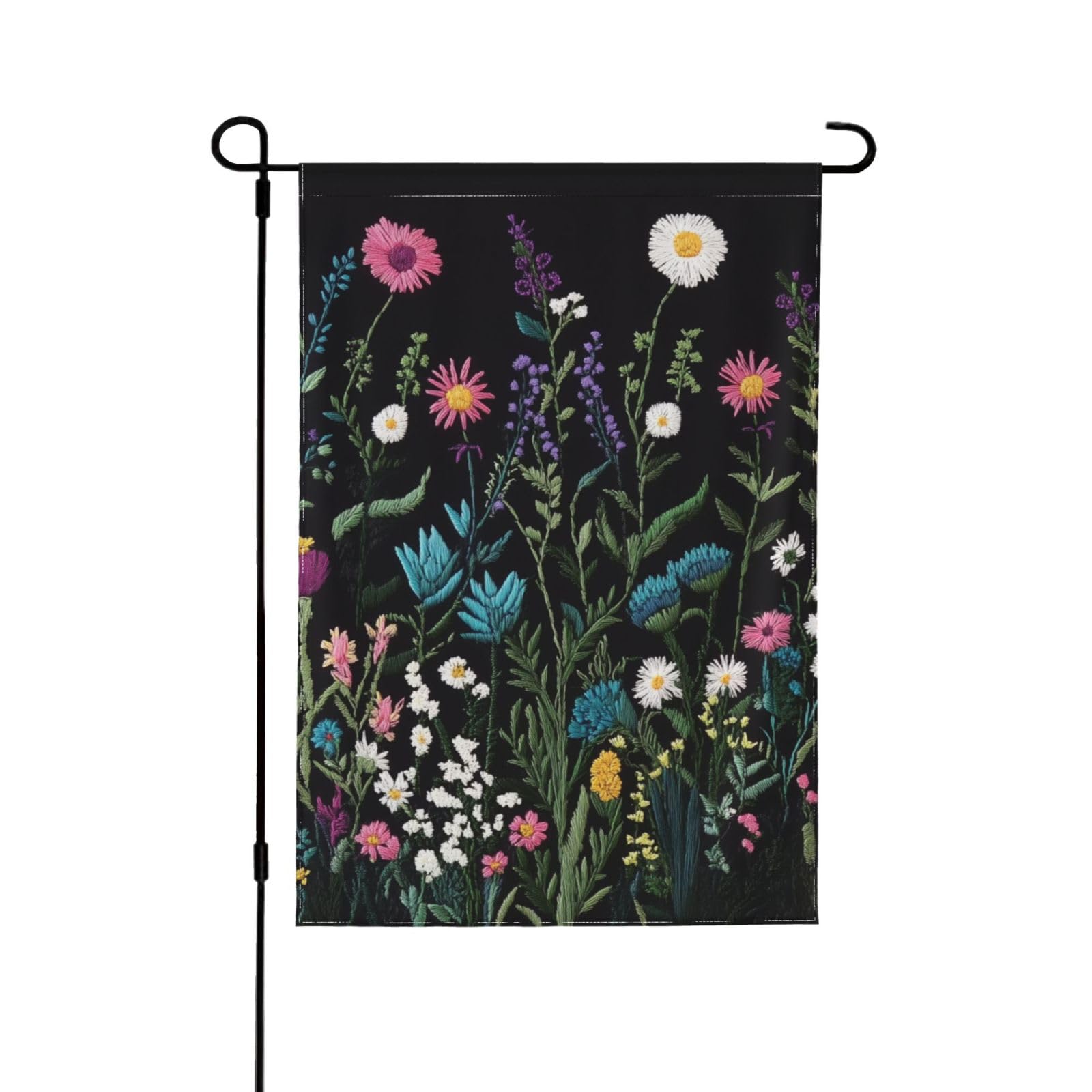 Garden Flag 28x40 Inch Double Sided Yard Flag Spring Floral Embroidery Effect Outdoor Garden Flag Decorations for Home