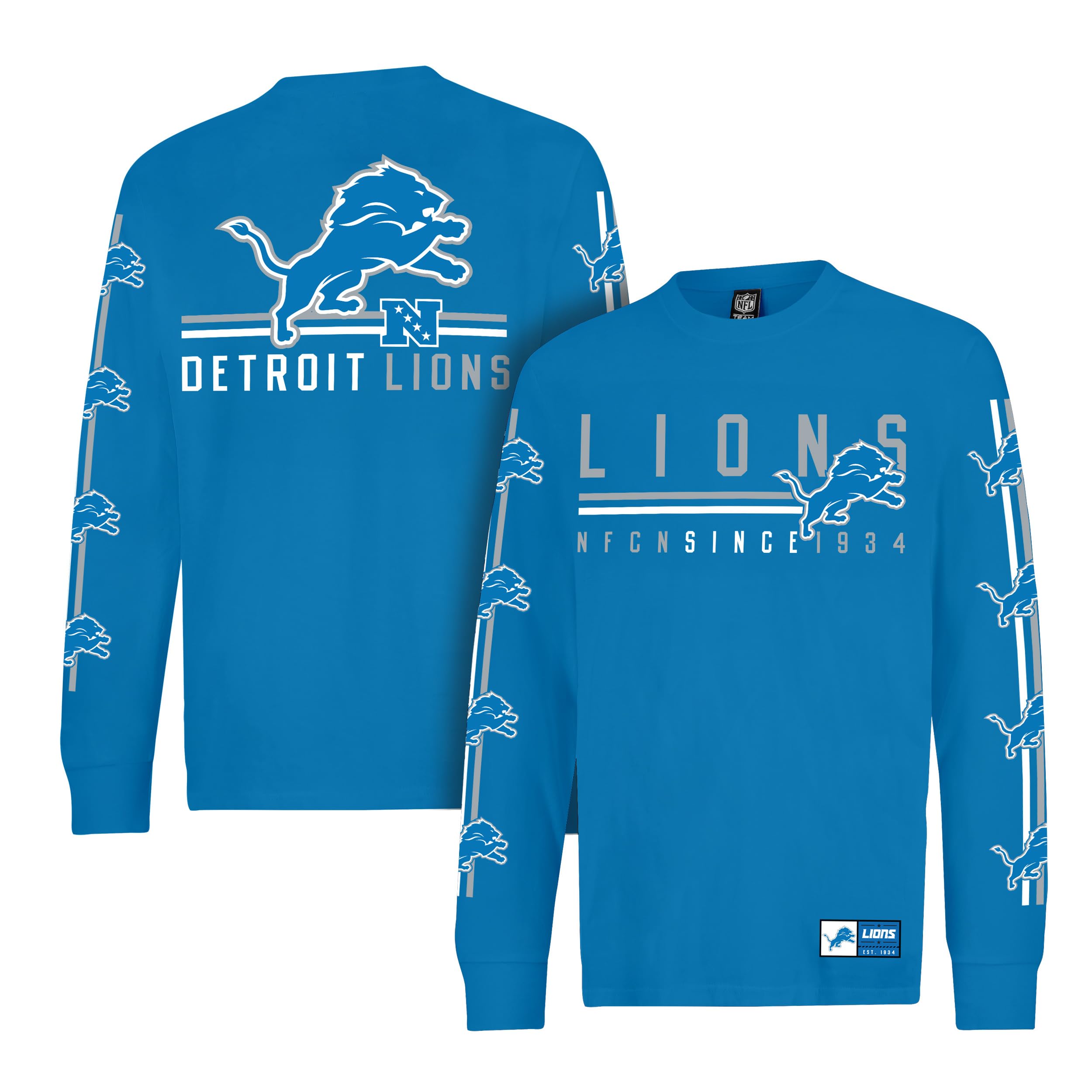 Ultra Game Mens NFL Official Super Soft Supreme Long Sleeve T-Shirt Detroit Lions, Heather Gray, X-Large