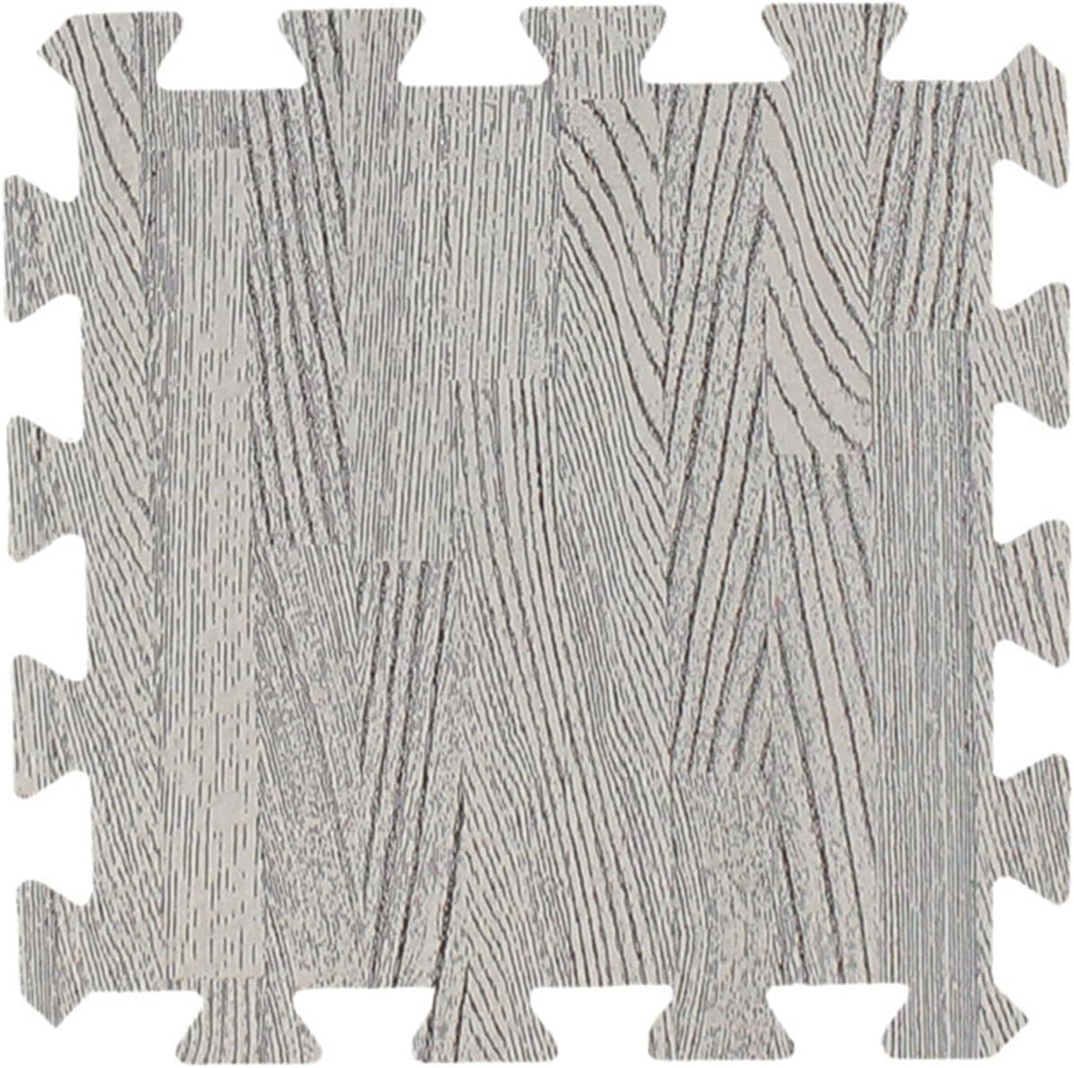 16 Tile EVA Foam Interlocking Carpet Tiles, Thick and Soft Printed Wood Grain Squares Carpet Floor Tile - (3/8-Inch Wood Grain Grey）