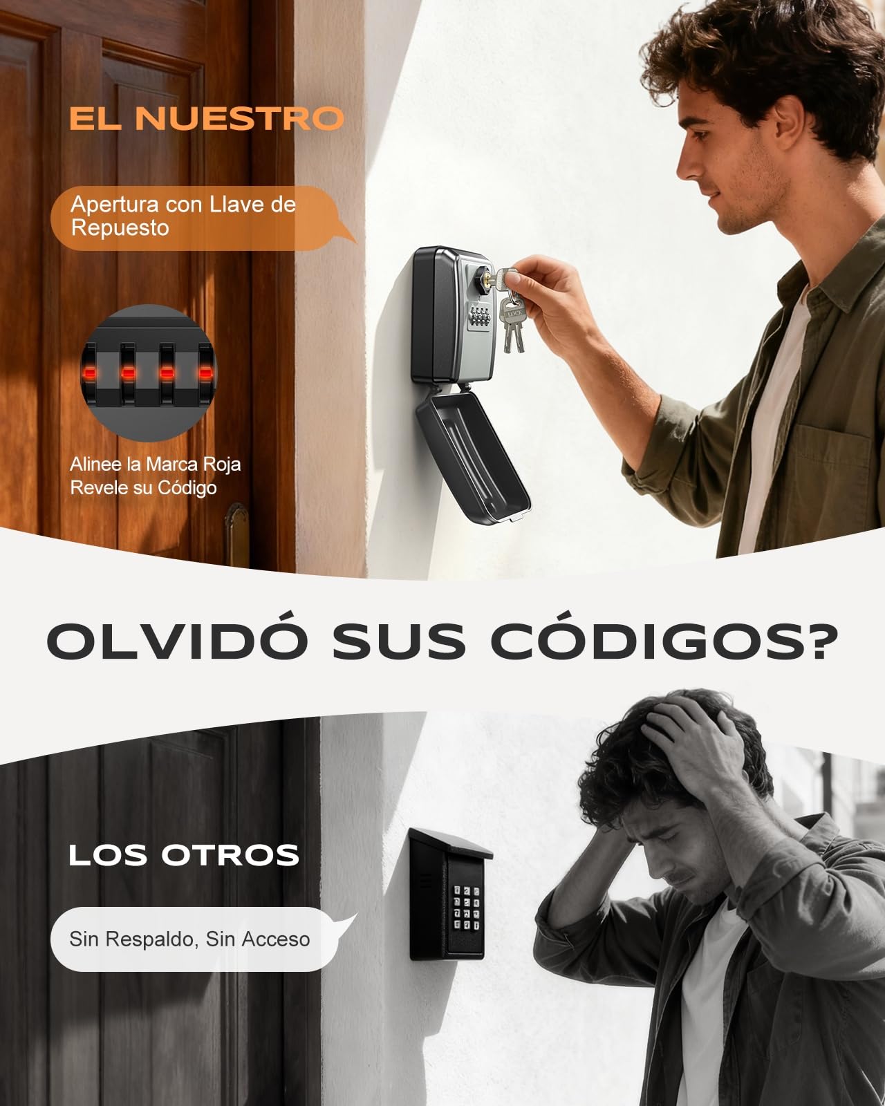 Mohard Cajetin Llaves con Codigo, Caja Llaves Pared de Seguridad con Llave Reconfigurable y Combinación de 4 Dígitos, Caja Fuerte Llaves Exterior Impermeable & Gran Capacidad para Hogar Oficina Garaje