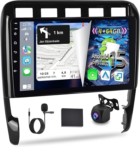 Vista 15 de NHOPEEW Radio Carplay Android para Porsche Cayenne 2003-2010 compatible con Carplay inalámbrico y Android Auto, pantalla táctil de 9 pulgadas