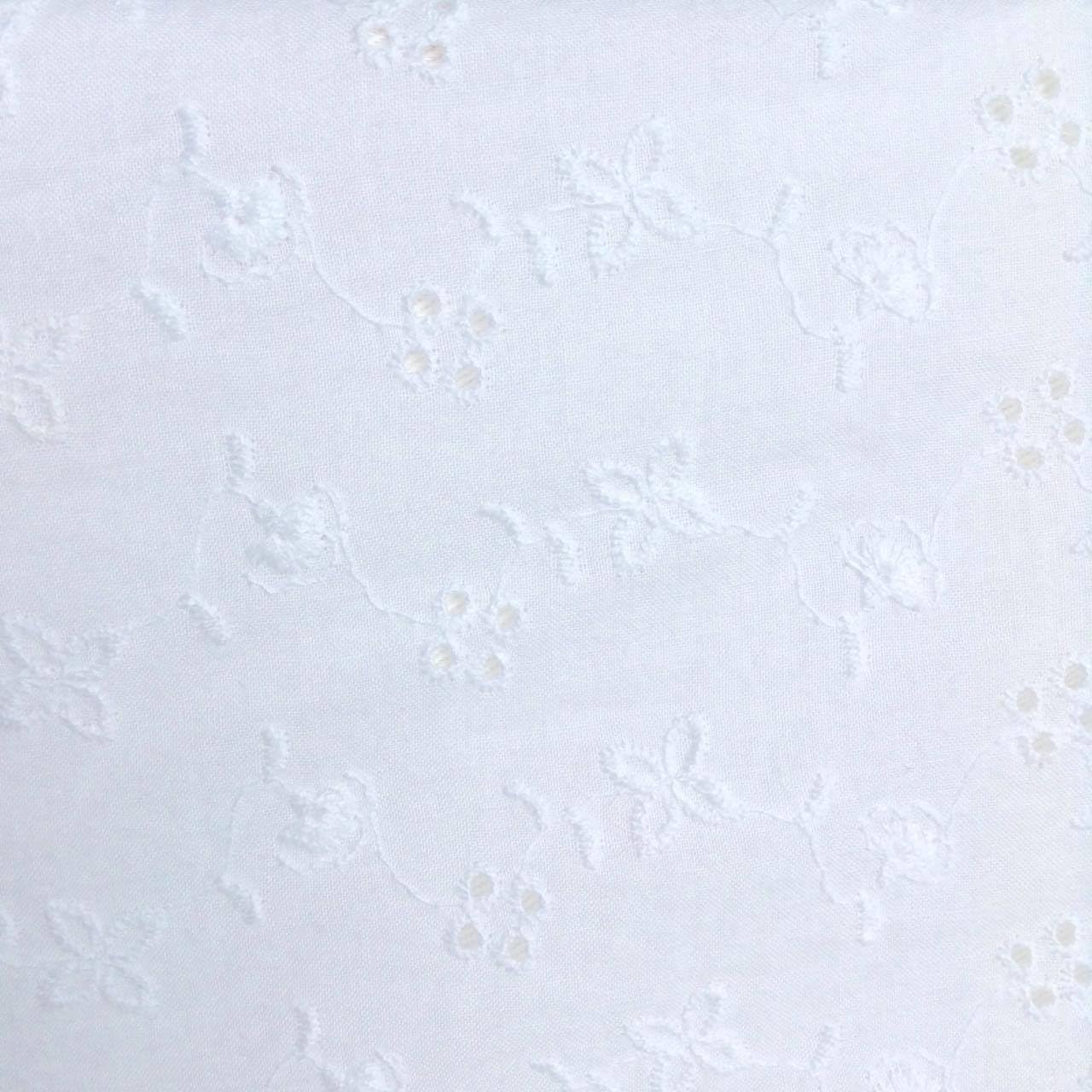 White Cotton Eyelet Lace Broderie Anglaise Fabric by the yard Embroidered Lace - 1 Yard
