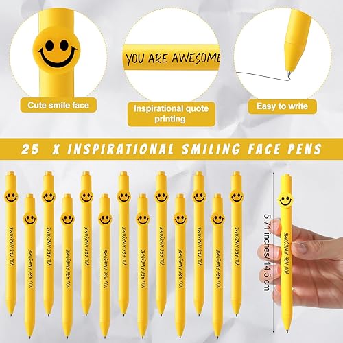 Miniatura 3 de Qilery 25 juegos de regalos de agradecimiento para empleados, incluyen 25 bolígrafos novedosos, 25 llaveros inspiradores, 25 bolsas de organza