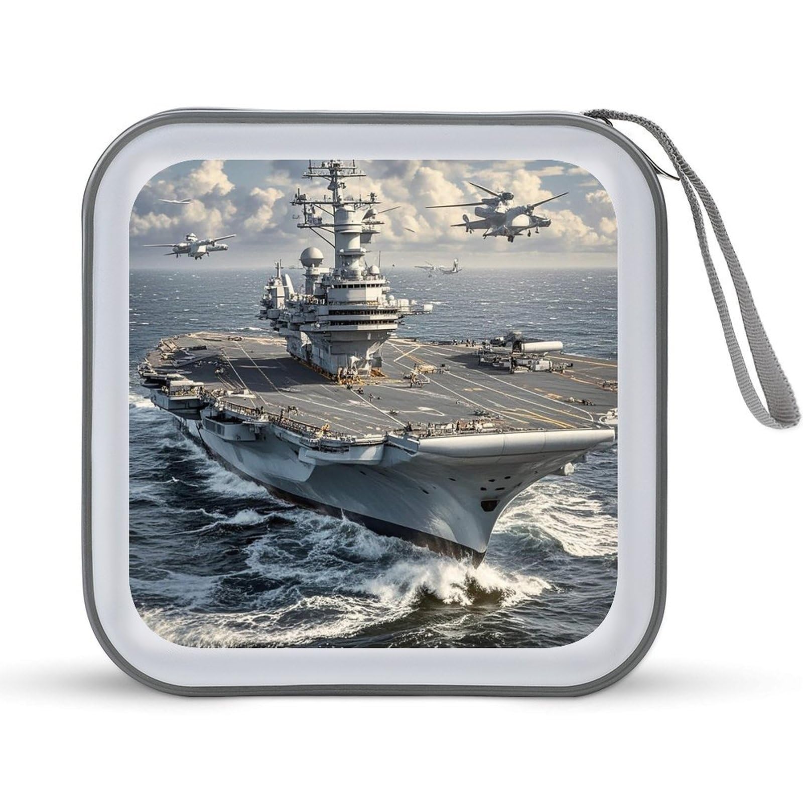 VstaDank Aircraft Carrier DVD Case With Zipper Portable CD Case Hardshell DVD VCD Binder Storage Box EVA Protective Blu-ray Wallet 40 Capacity CD Wallet Movie Music Media Disc Wallets