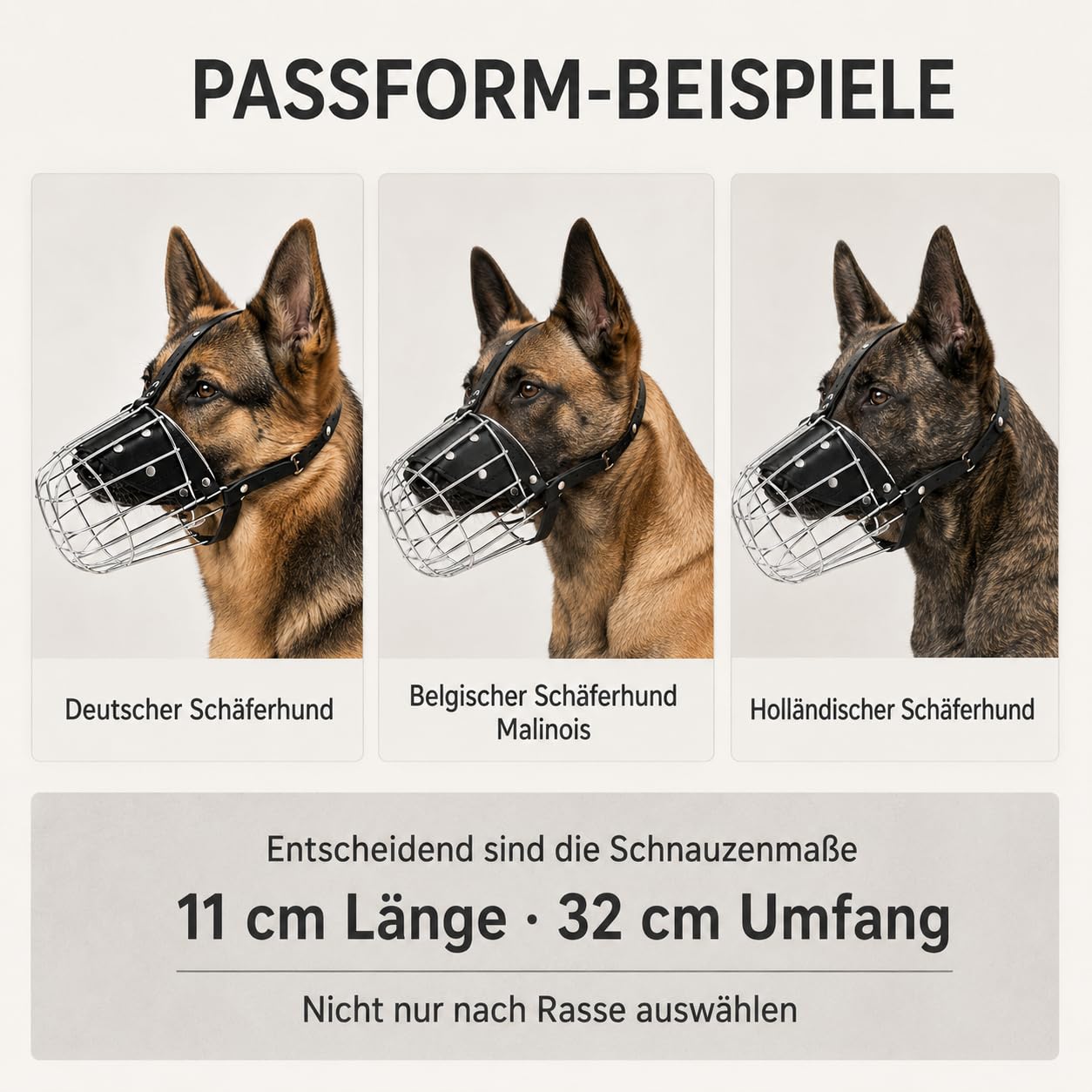 Metall Maulkorb für den Schäferhund Länge 11cm Umfang 32cm