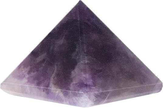 Natural Amethyst Healing Crystal Pyramid Sculpture - Sacred Geometry Energy Generator for Meditation Spiritual Growth Chakra Balancing Feng Shui Home Office Decor Handcrafted Quartz Manifestation