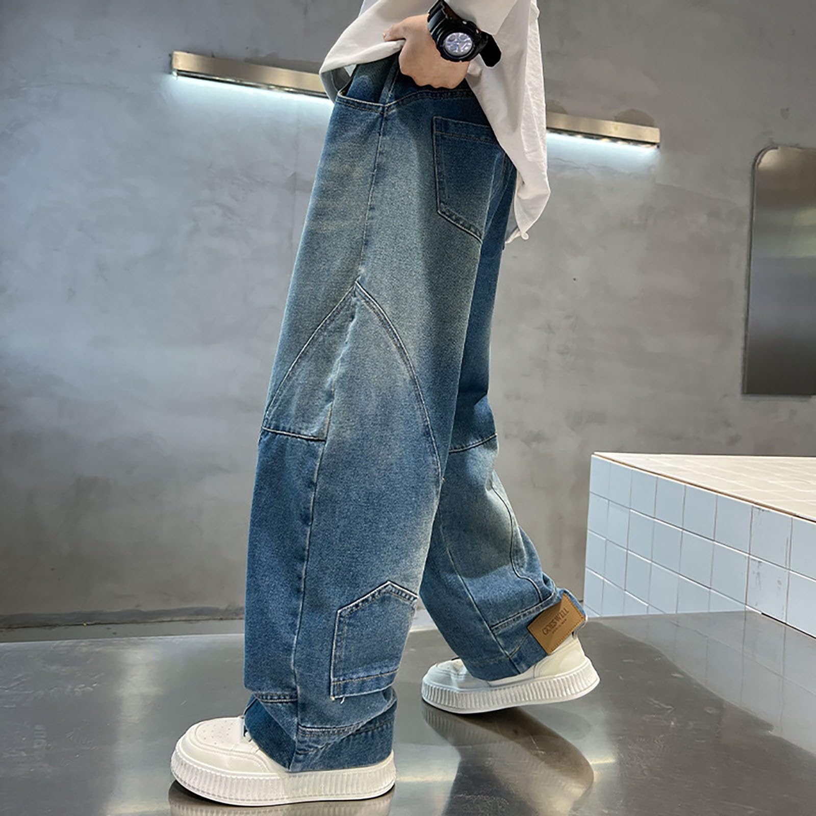 Vaqueros Niño 4-12 Años Ancho Pantalon Vaquero Adolescentes Chico Cintura Elastica Rectos Vintage Hippies Streetwear Jeans Pantalones Vaqueros de Trabajo Denim Holgados Invierno 2026