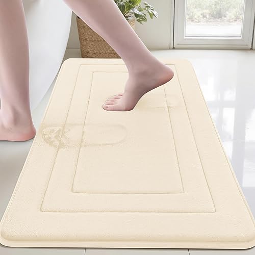 Miniatura 15 de Cupic Cupid Tapete de baño de espuma viscoelástica súper suave, tapete de baño negro antideslizante para suelo de baño, alfombras lavables a máquina