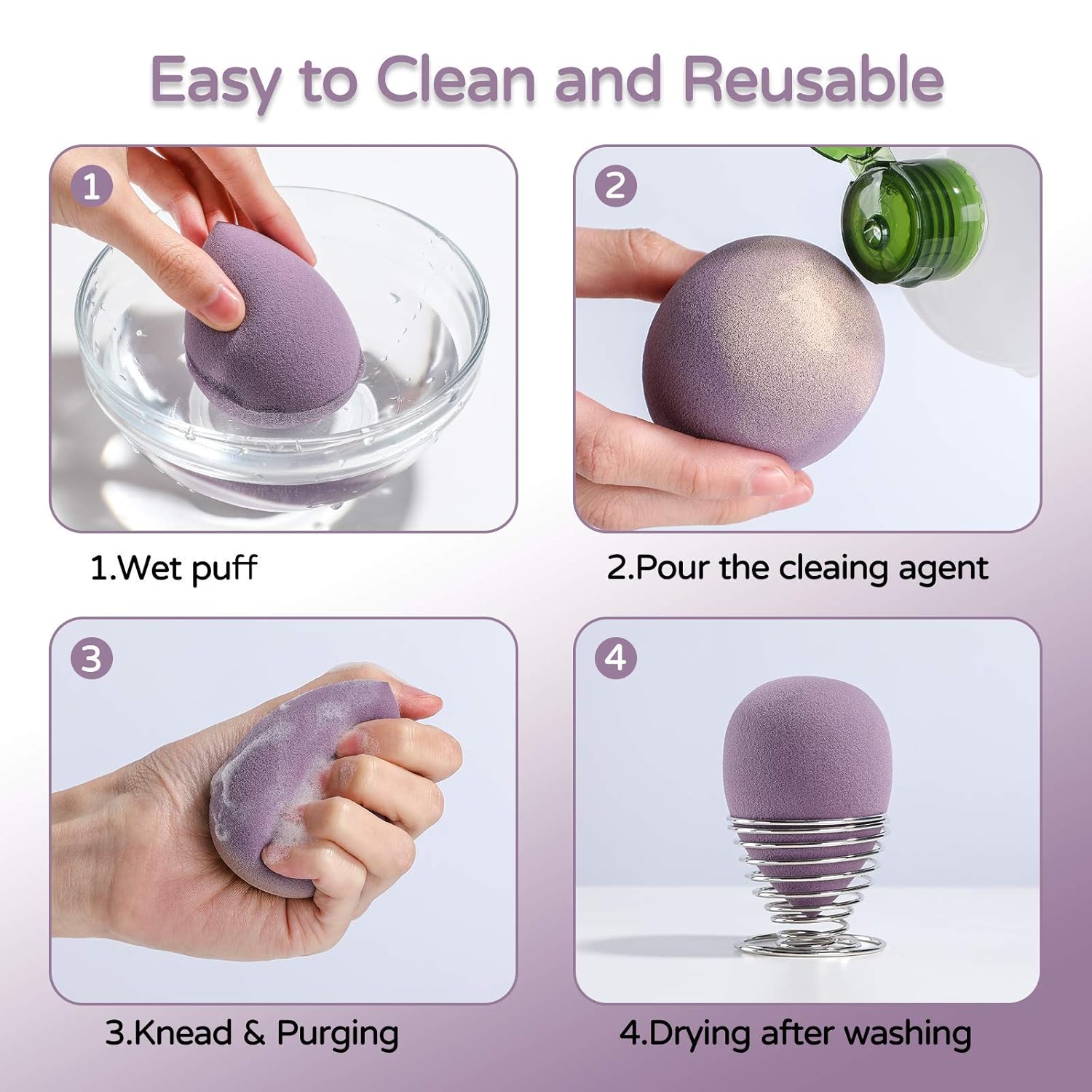 BS-MALL Makeup Sponge 7 Pcs blender sponge for Liquid, Cream, and Powder, Multi-colored Makeup Sponges Purple : Beauty & Personal Care