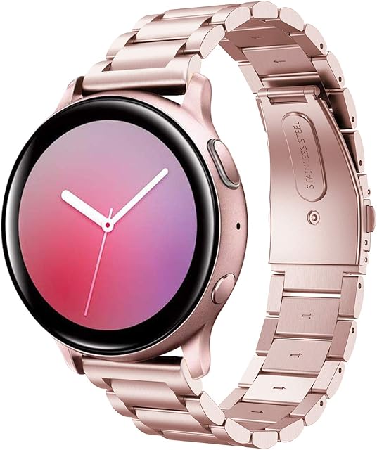 Syxinn Strap for Galaxy Watch 4/4 Classic/Galaxy Watch Active/Active 2 40mm 44mm Strap Band, 20mm Stainless Steel Metal Wristband Bracelet for Samsung Watch 3 41mm/Watch 42mm/Gear Sport/S2 Classic