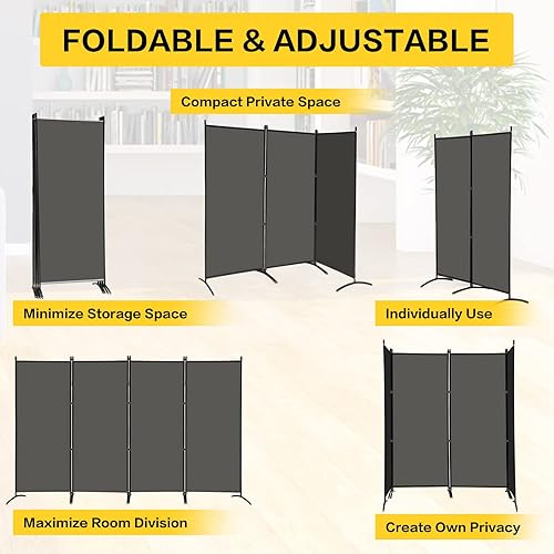 Miniatura 41 de MAYOLIAH Divisores de habitación plegables de 6 paneles, pantalla de privacidad de 10 pies de ancho, 6 pies de alto, separador de paredes de oficina