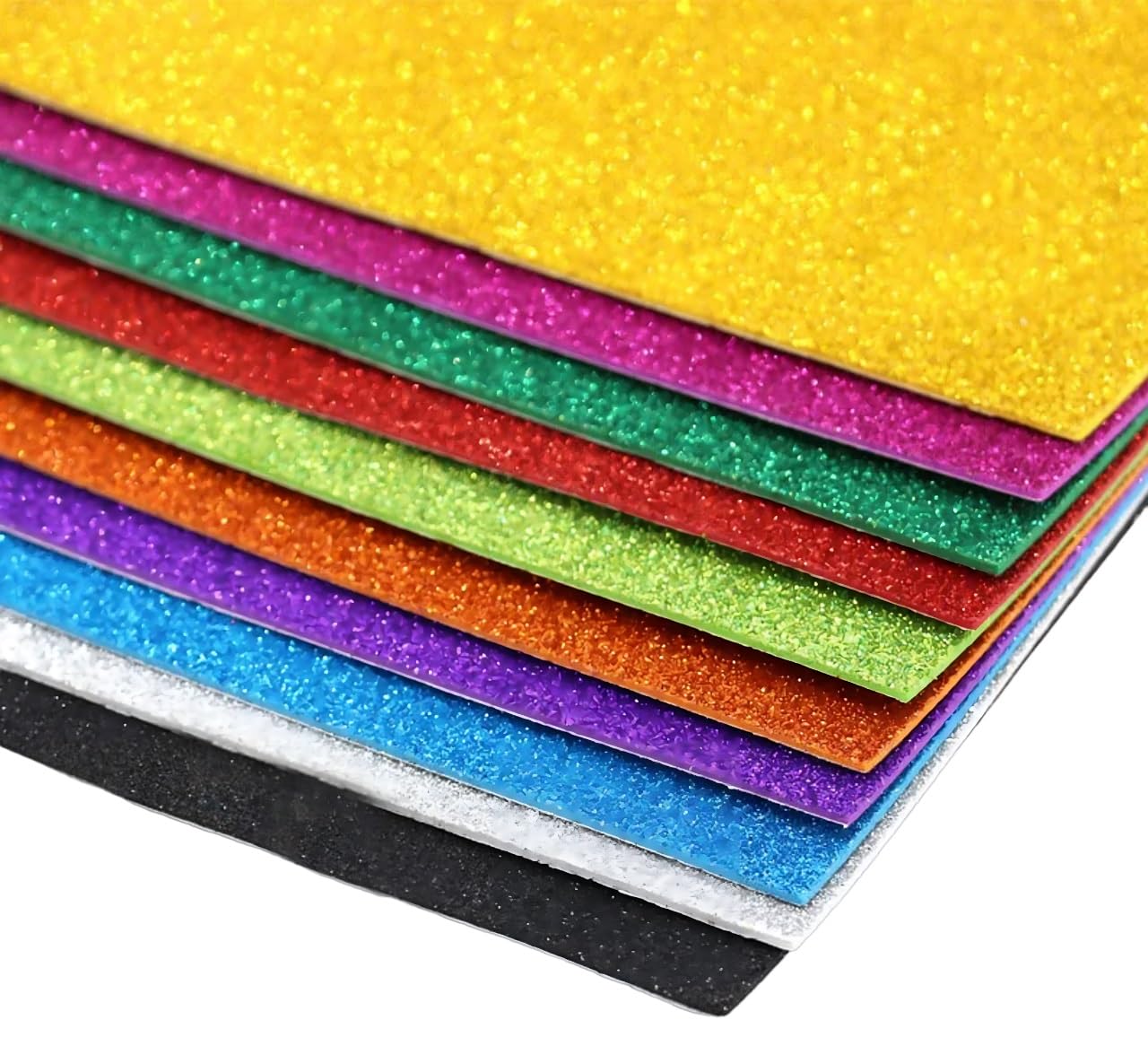 LAVISH 10-Pack A4 Glitter Foam Sheets, For Children's Activities DIY Arts and Crafts, Assorted Colours, Size - 20 x 30cm