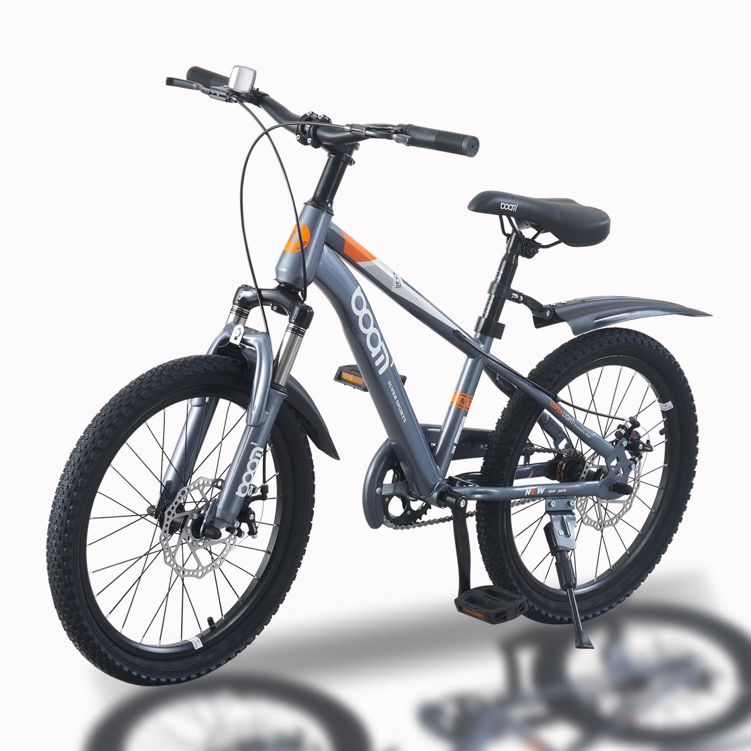 TRIOBLADE Kids Bike 18" 20" 22" Kids Mountain Bike for Boys and Girls Junior Mountain Bikes Children Bicycle with Shock Absorber 12.25-Inch Frame Dual Disc Brake 5-14 Years Old (Grey, 22 inch)