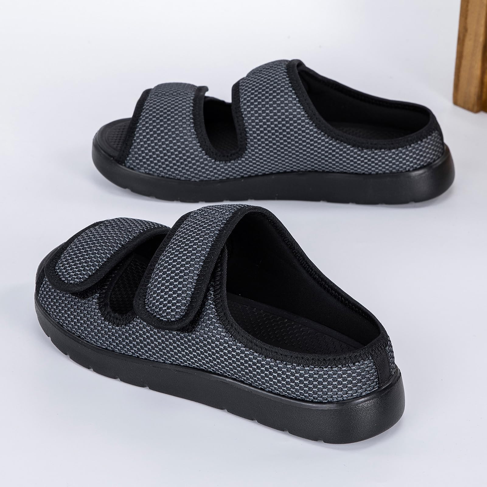 Sandali Diabetici Donna Uomo Scarpe Ortopediche Larghe Ciabatte Estive a Strappo Sandali Riabilitativi Apertura per Piedi Gonfi