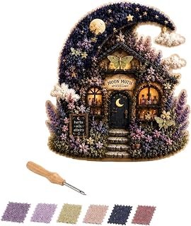Whimsical Village 3D Fabric Poke Art Kit, Floral Mushroom Cottage DIY Creative Craft Set Home Decor Simple Beginner, Easy Joyful Home Craft Handmade Lovers Gift, Beehive Honey