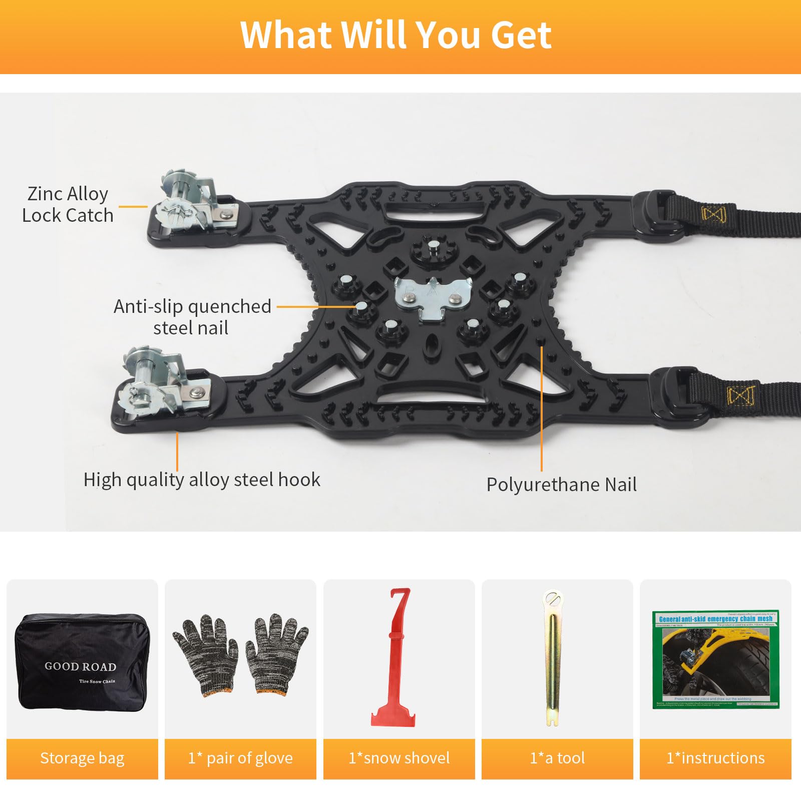 6Pcs Cadenas de Nieve para Coche Ninonly Cadenas de Nieve Universales Emergencia Antideslizante Cadenas Coche Nieve para SUV Camiones Ancho Neumático 165mm-275mm