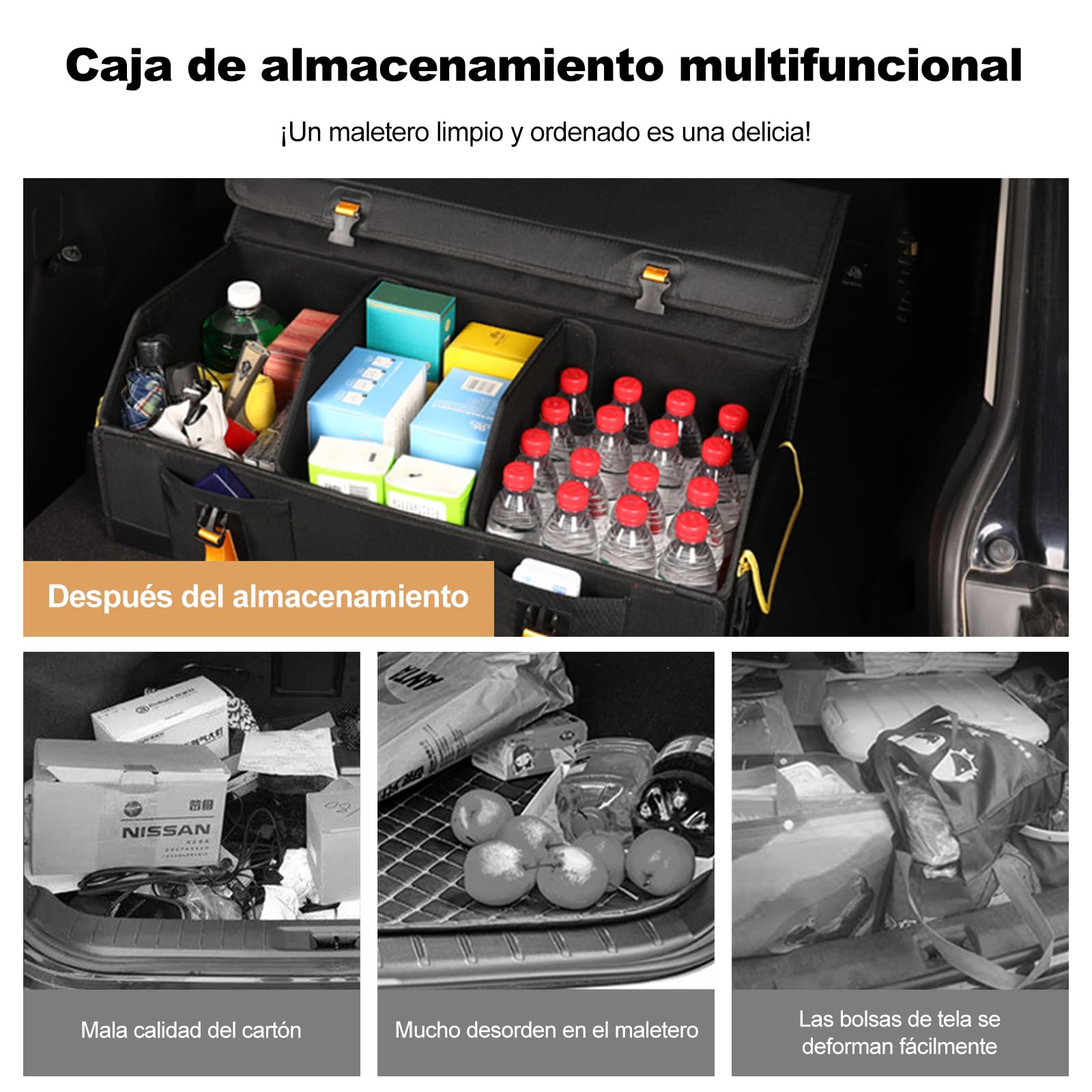 Ergocar Organizador de Maletero de Coche Plegable, Oxford 600D Impermeable Con Tapa, Tamaño Grande