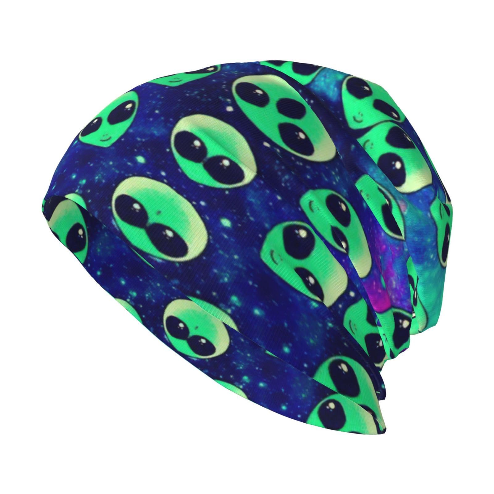 FWJZDSP Green Alien Winter Beanie Hat Scarf Set Warm Knit Thick Fleece Lined Cap Neck Warmer for Mens Womens