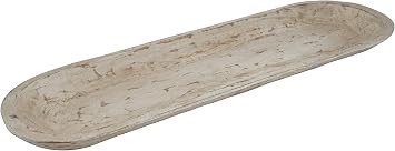 Rustic Wooden Dough Bowl-Batea-Extra Long-Antiqued White
