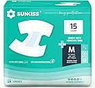 SUNKISS TrustPlus Adult Diapers with Maximum Absorbency, Unisex Disposable Incontinence Briefs with Tabs for Men and Women, Odor Control, Medium, Previously S/M, 15 Count