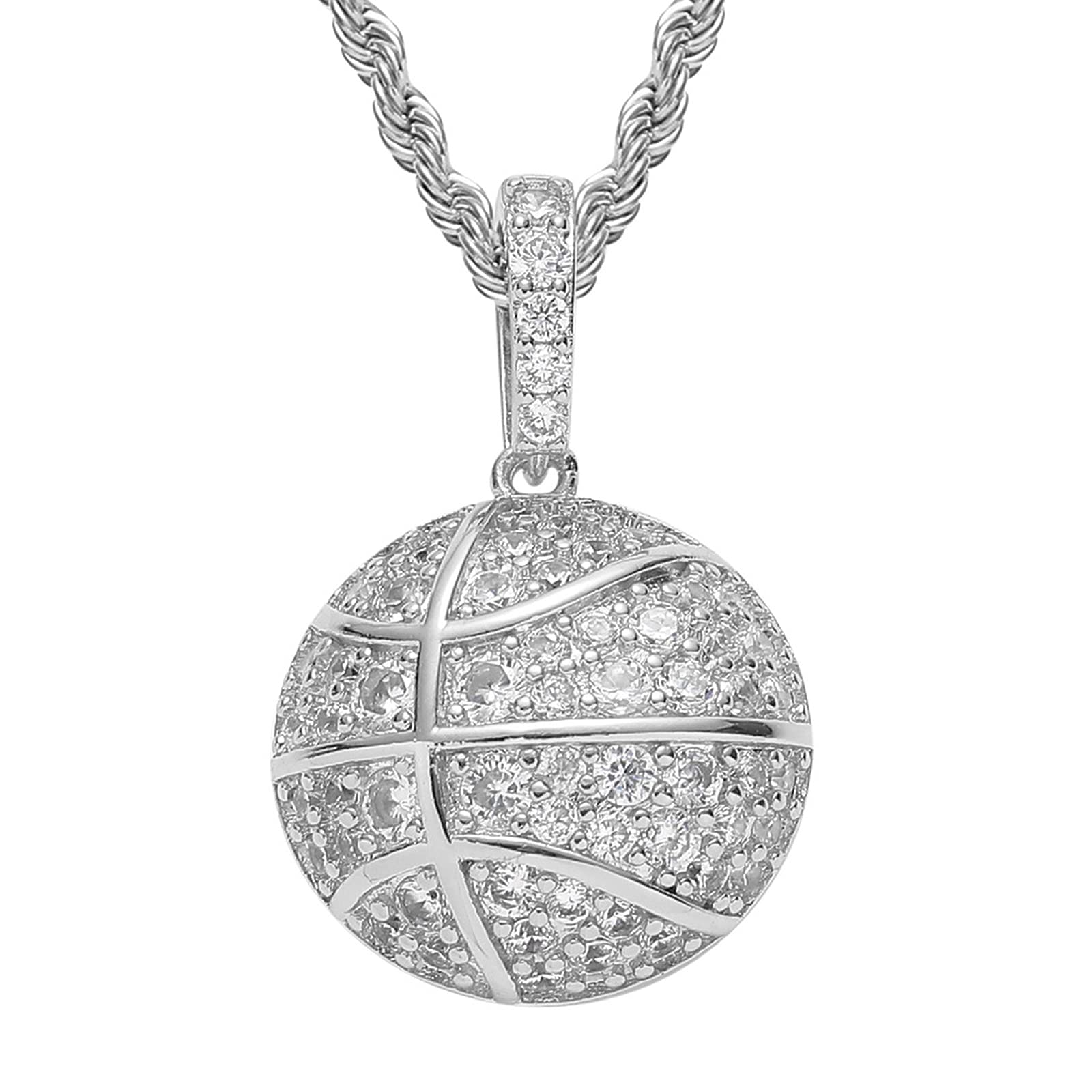 Pendentif basket-ball de luxe brillant en zircon pour homme tendance