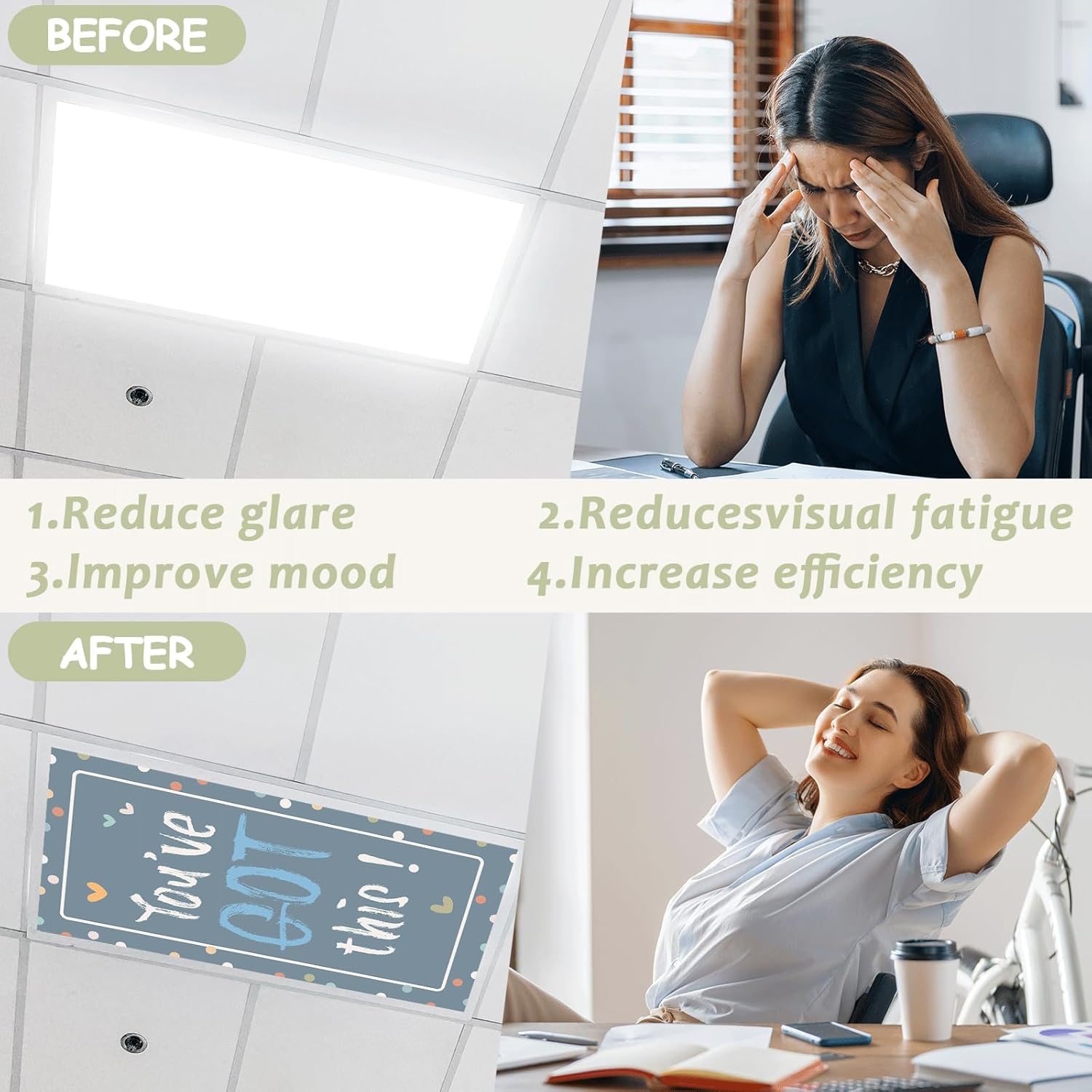 8 Pcs Fluorescent Light Covers with 80 Magnets Decorative for Classroom Ceiling Light 4 x 2 Feet Magnetic Lights Covers Filter Easy Install for Office Hospitals & Home Drop Ceiling Supplies (Boho)