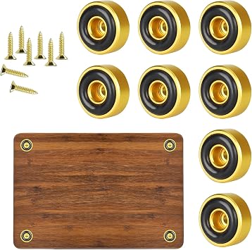 8 Pcs Cutting Board Feet with Non Slip Pads,Non Slip Golden Cutting Board Feet Legs with Screws for Wooden Cutting Boards,Charcuterie Trays DIY Furniture Risers,Craft Projects