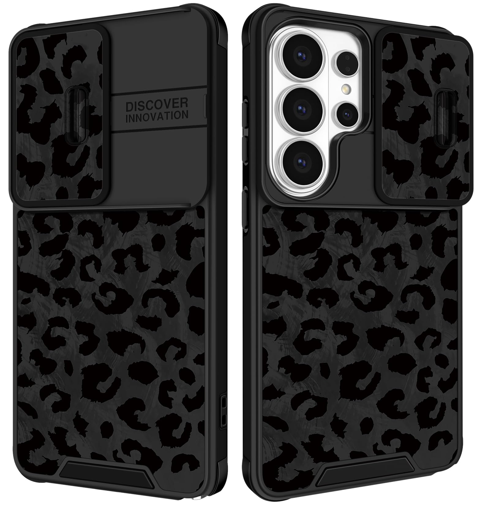Photo 1 of Funermei for Samsung Galaxy S26 Ultra Case - Women Girls Cute Phone Cover Pretty Aesthetic Black Leopard Unique Design with Slide Camera Cover and Dual Protection Funda for Samsung S26 Ultra Case