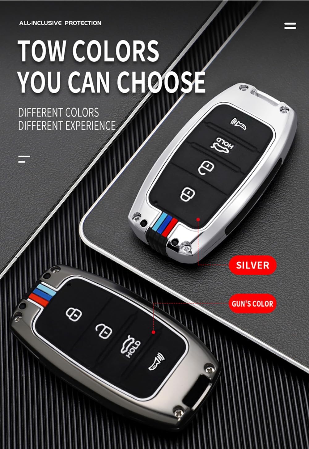 ontto 4-button Car Key Fob Shell Metal Key Case Full Protection Compatible with Kia Optima K5 Sorento Carens Forte Sportage Soul 2014-up Black