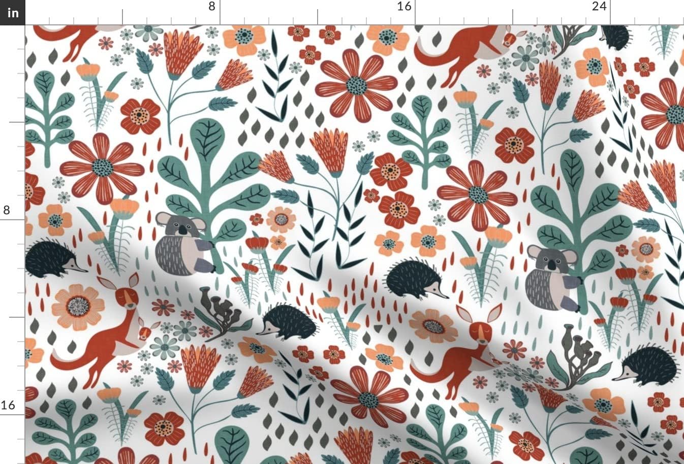Spoonflower Fabric - Australia Kangaroo Koala Wild Recreation Printed on Upholstery Velvet Fabric Fat Quarter - Upholstery Home Decor Bottomweight Apparel