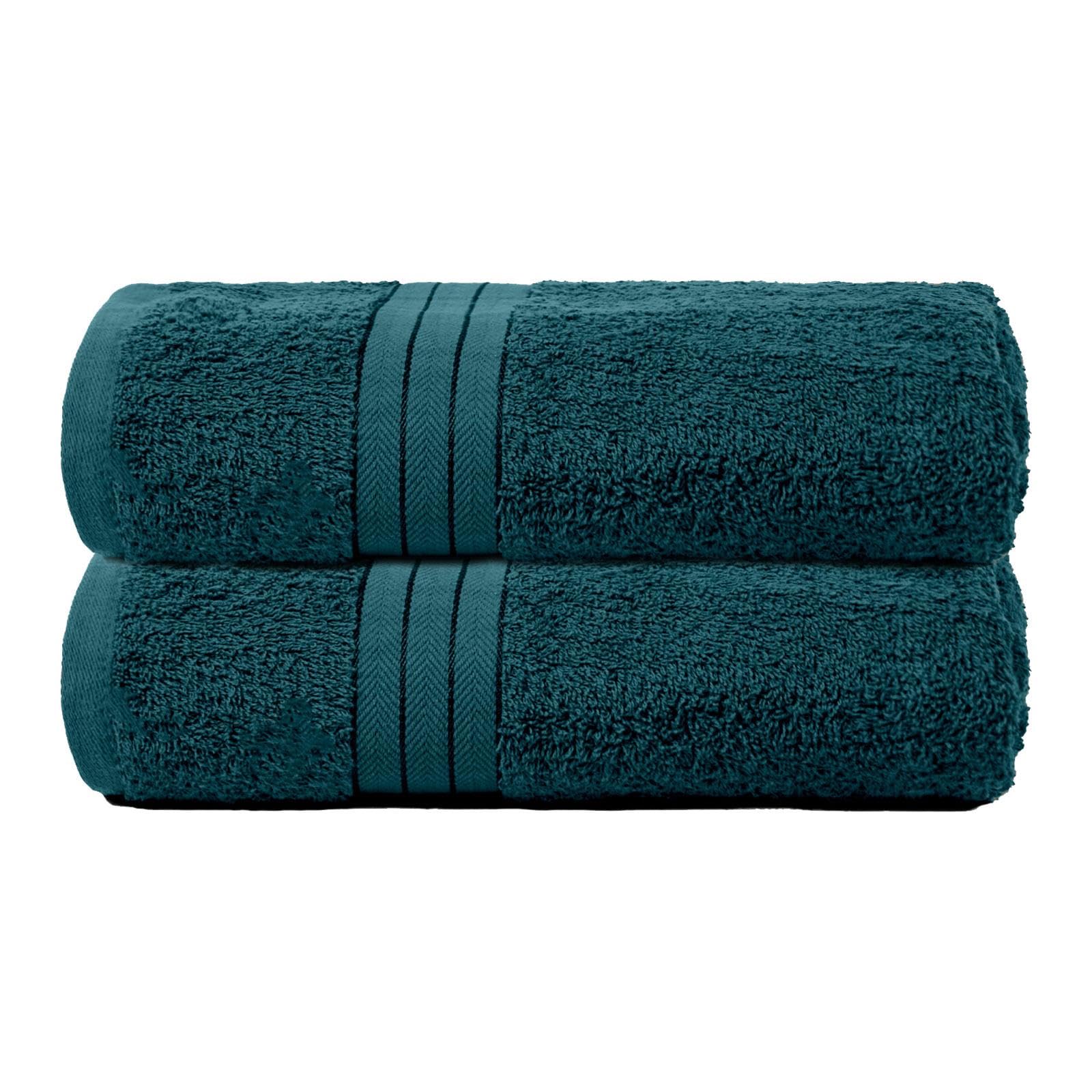 Brentfords Bath Towels Set of 2 Teal Green, 100% Cotton Ultra Soft Feel Extra Large Bath Towels High Absorbency Bath Sheets Homeware Essentials Towel Set
