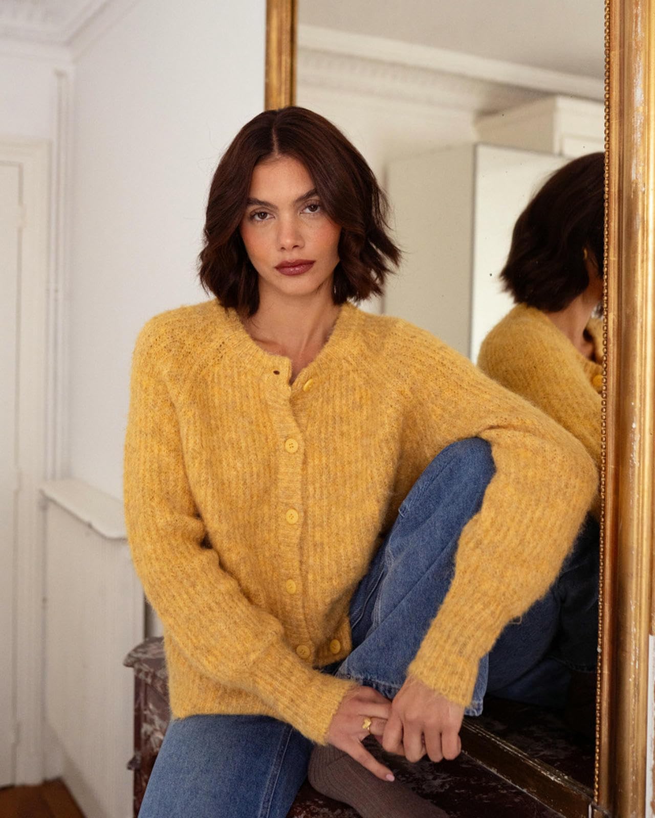 Maglioni Maglione da Donna A Maniche Lunghe Lavorato Maglia Sexy, Perfetto per L'autunno E l'inverno -Giallo-l