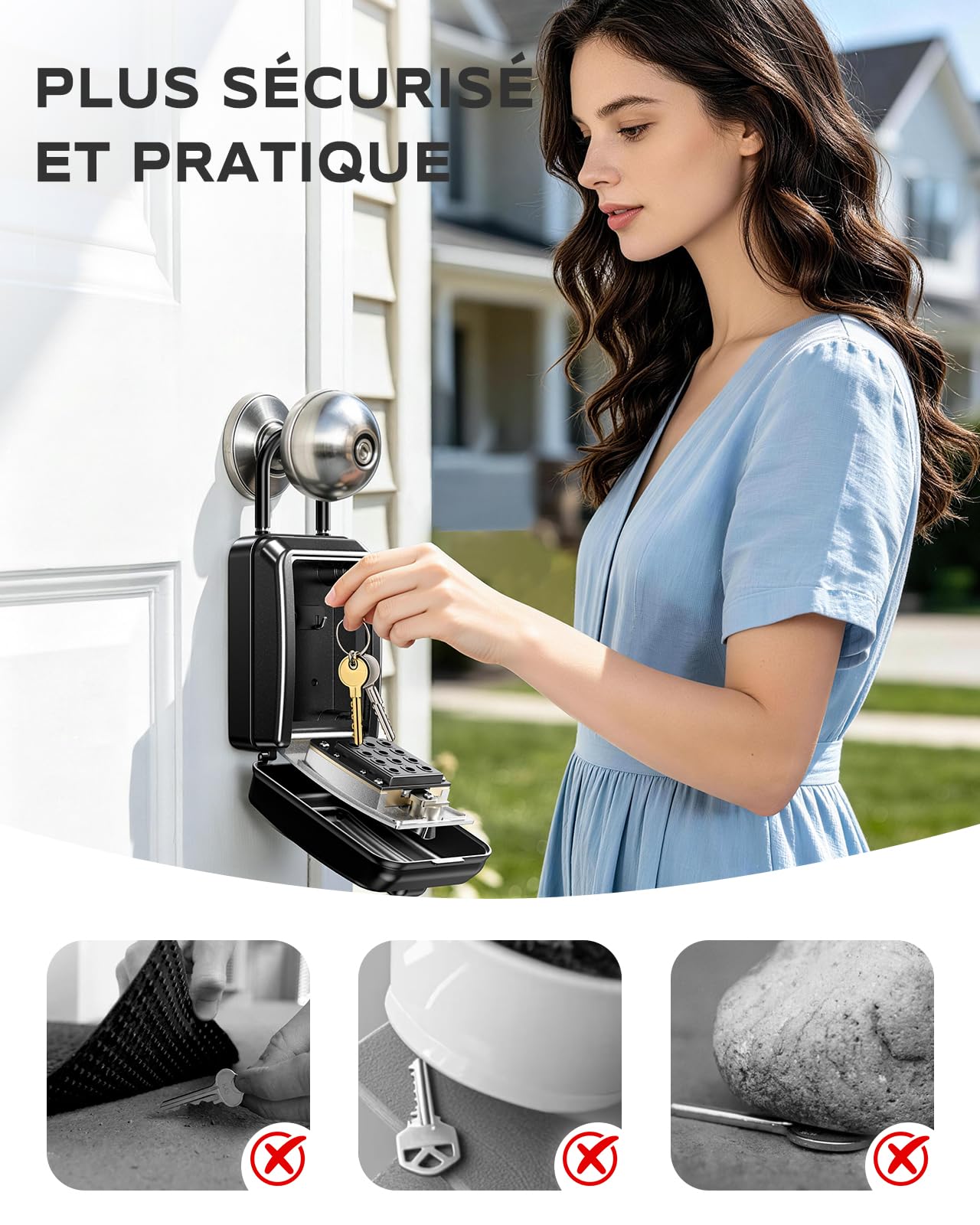 Mohard Boite a Clefs Securisee Exterieur avec Anse, Boite à Clé avec Code à Combinaison 12 Chiffres, Grande Capacité & Résistante aux Intempéries, Coffre Fort a Clef Pour Bureau Maison Usine Garage
